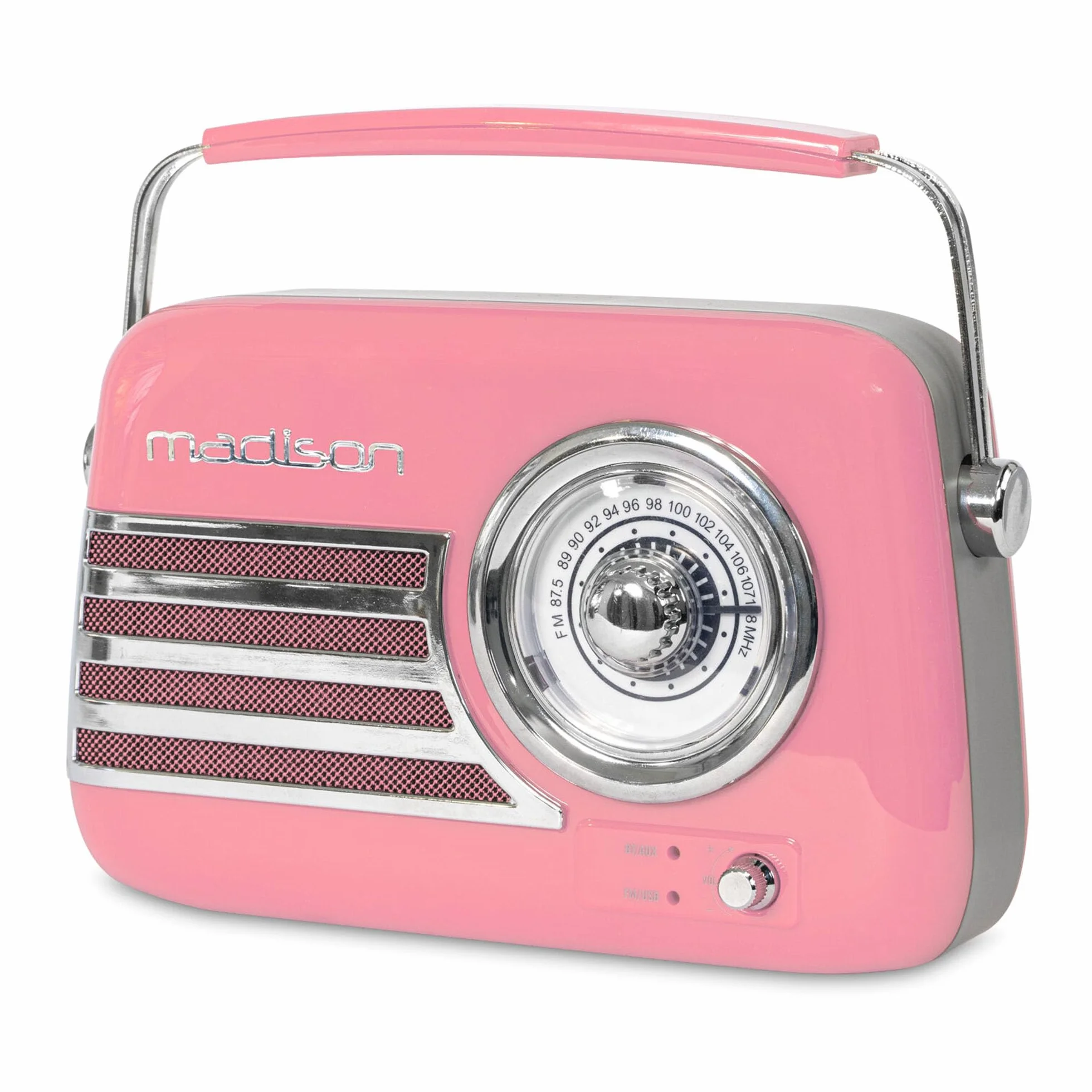 Madison FREESOUND-VR40P Radio a batería Vintage 30W Bluetooth USB FM Rosa