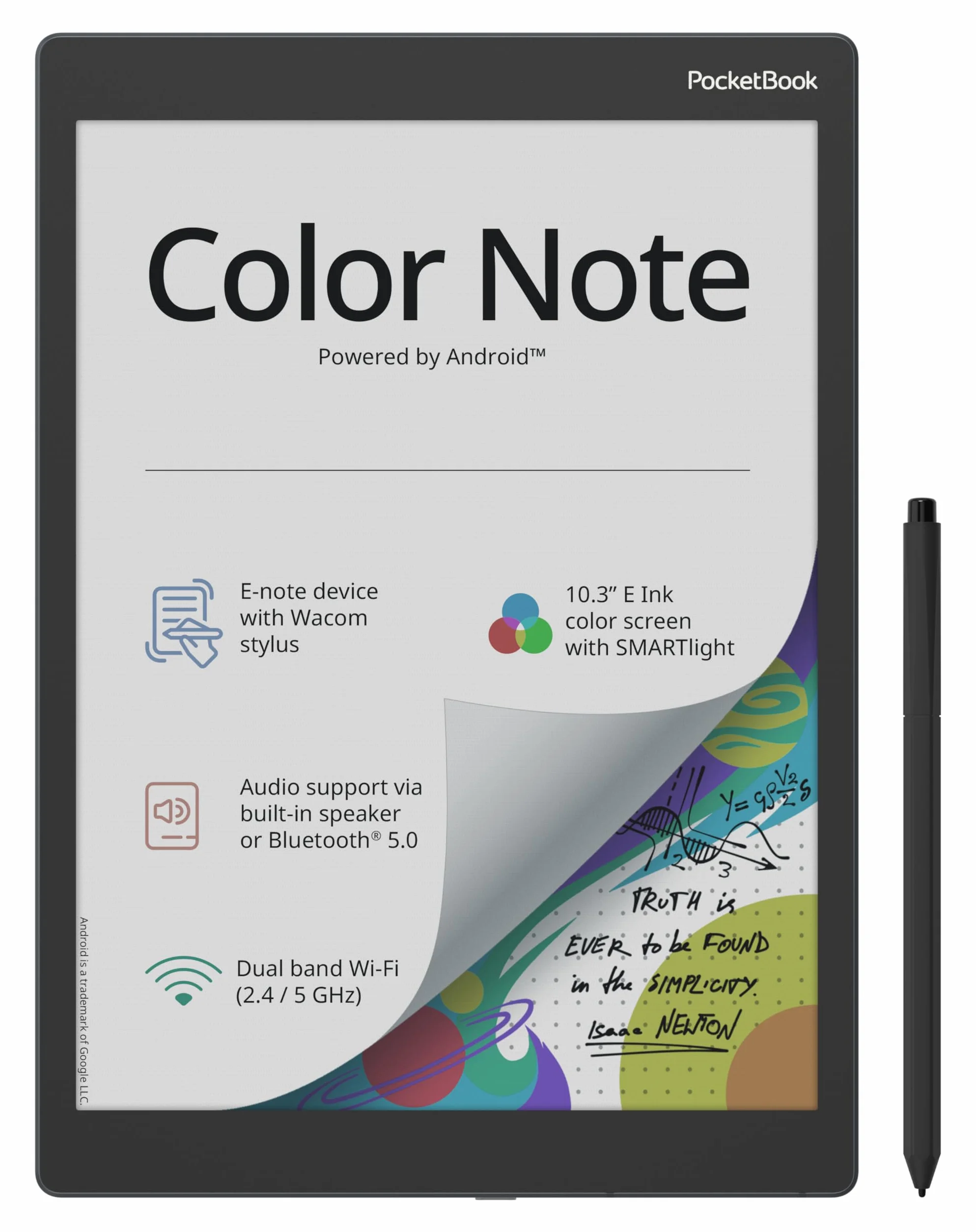 PocketBook Nota de color Pantalla Kaleido 3 tinta E 10.3 pulgadas Escritura a mano lápiz capacitivo Android
