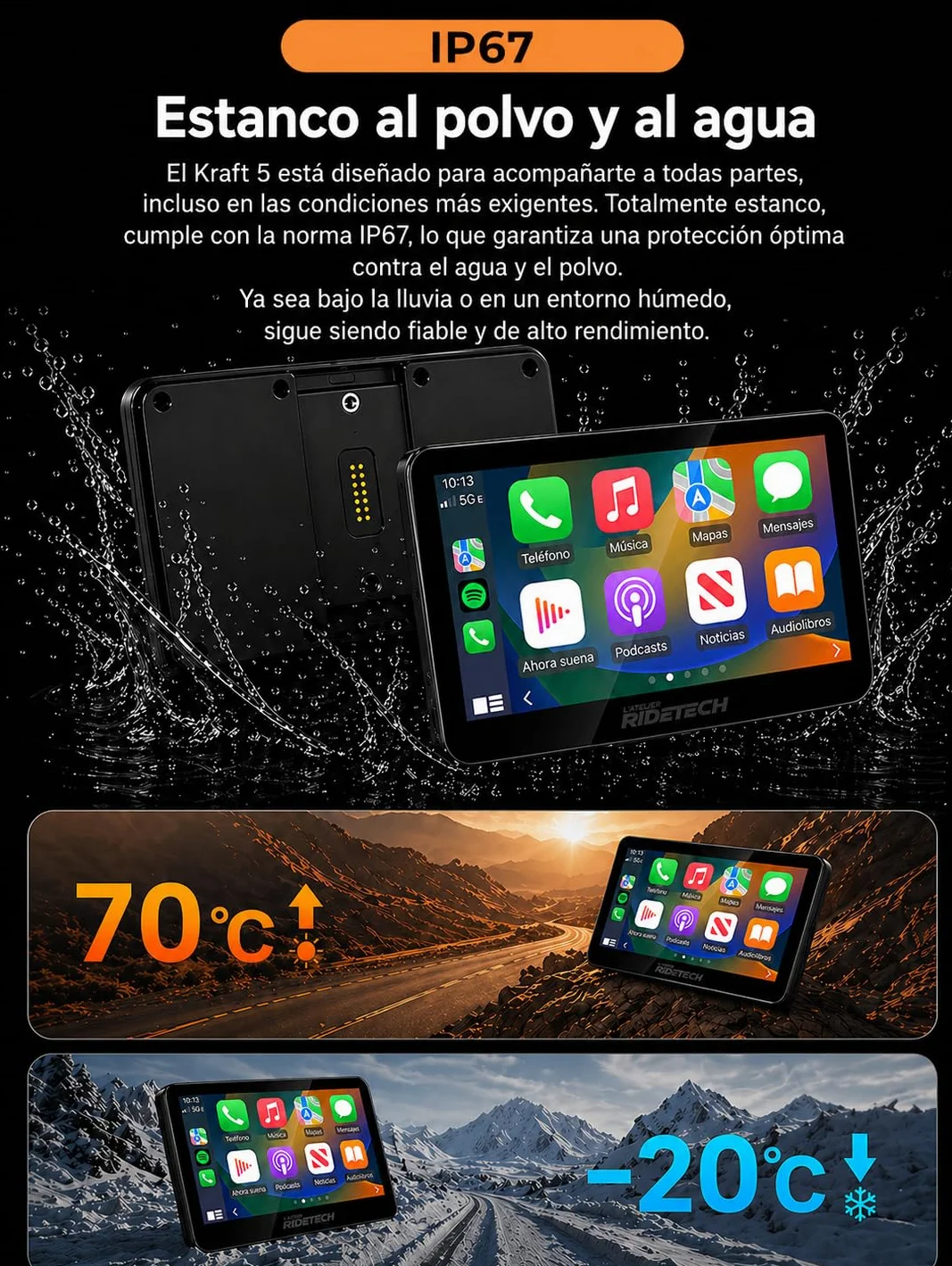 Kraft 5 Pantalla CarPlay BMW RT/K16 Android Auto Plug & Play