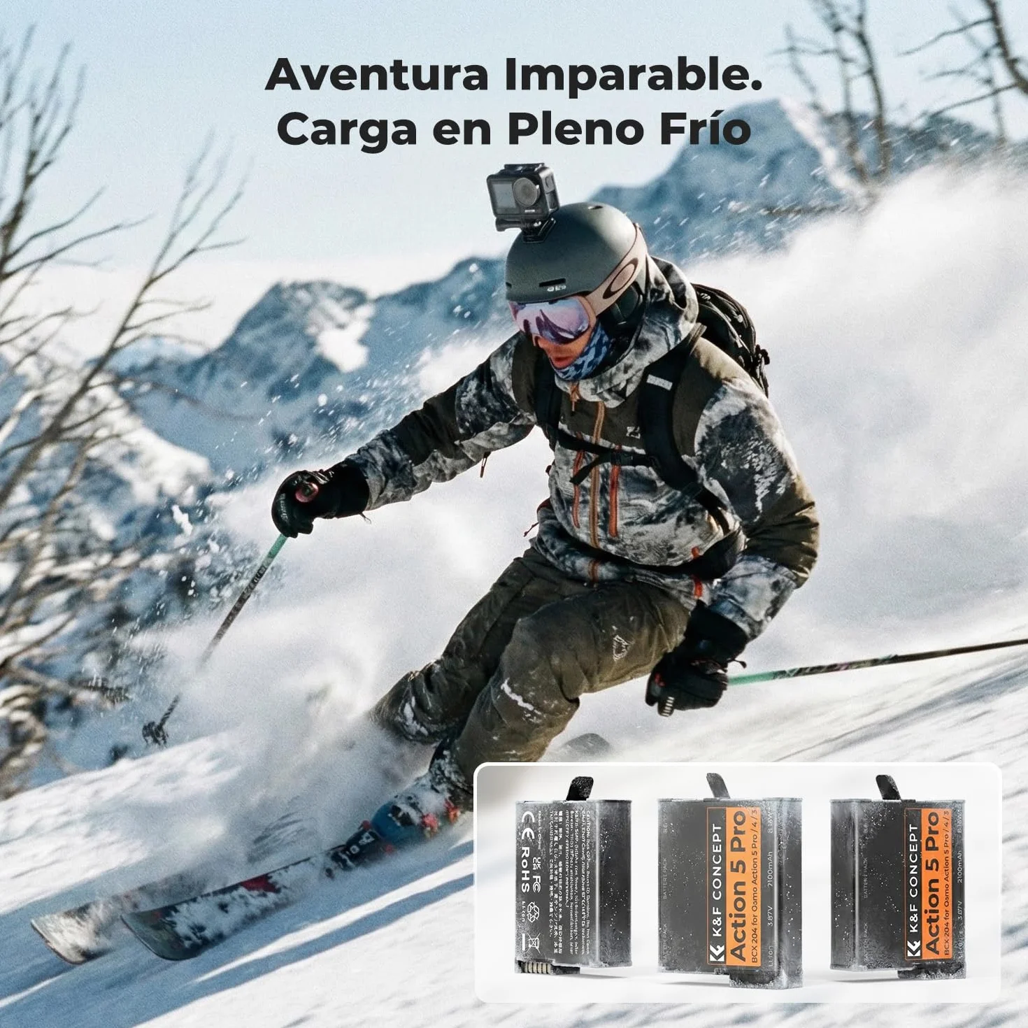 K&F CONCEPT OSMO 360 3x2100mAh Batería y Cargador Compatibile con dji OSMO Action 5 Pro, Action 6, Action 4, Action 3, Cámaras OSMO 360
