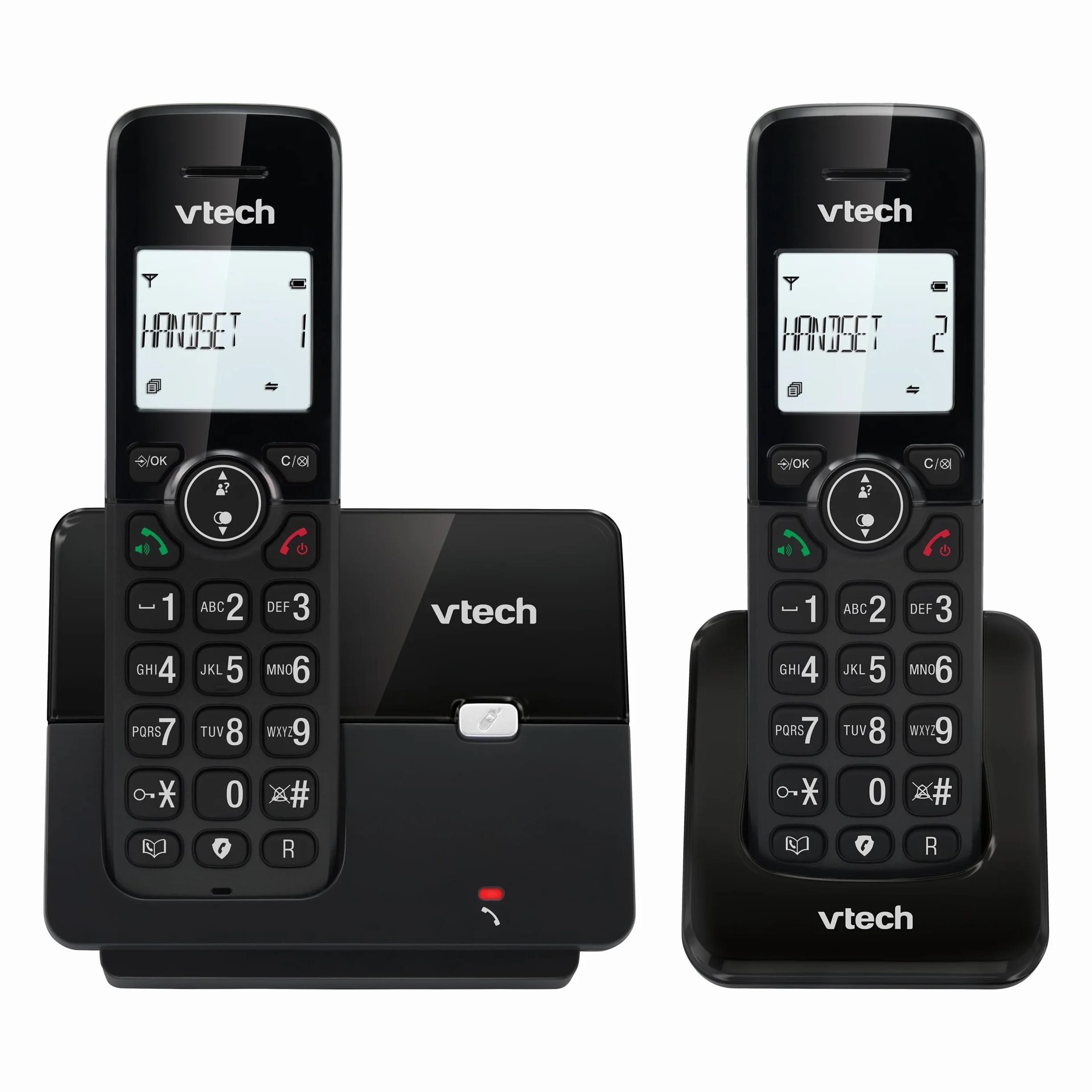 VTech CS2001 Teléfono inalámbrico DECT Duo, Identificador de Llamadas, Manos Libres, Negro