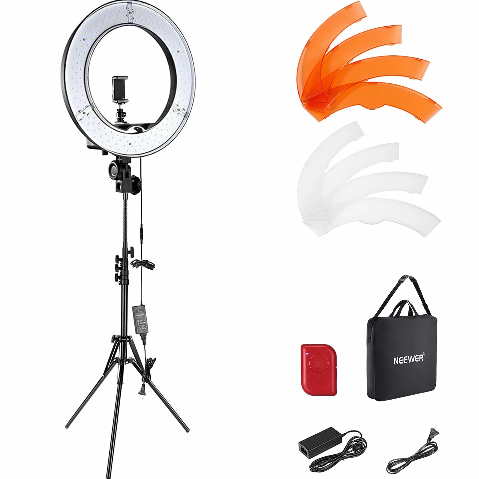 NEEWER Aro de Luz con Trípode: 48cm 55W 5600K Regulable LED Anillo de Luz con Soporte para Móvil, Luz Fotografía Ring Light para Cámara Profesional, Luz Selfie para TikTok/Youtube/Peluquería