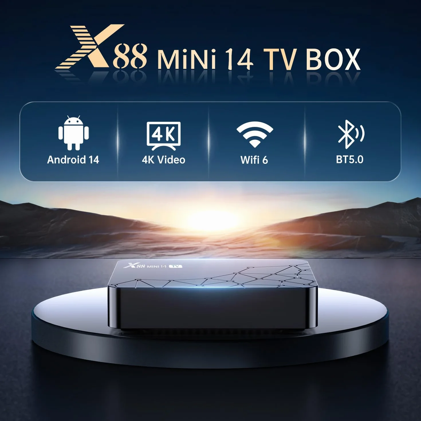 Android 14 TV Box, Android Box with 2GB RAM 16GB ROM RK3518 Quad-Core, Support 4k 2.4G/5.0G Dual WiFi 6, BT 5.0, 10/100M Ethernet Smart TV Box
