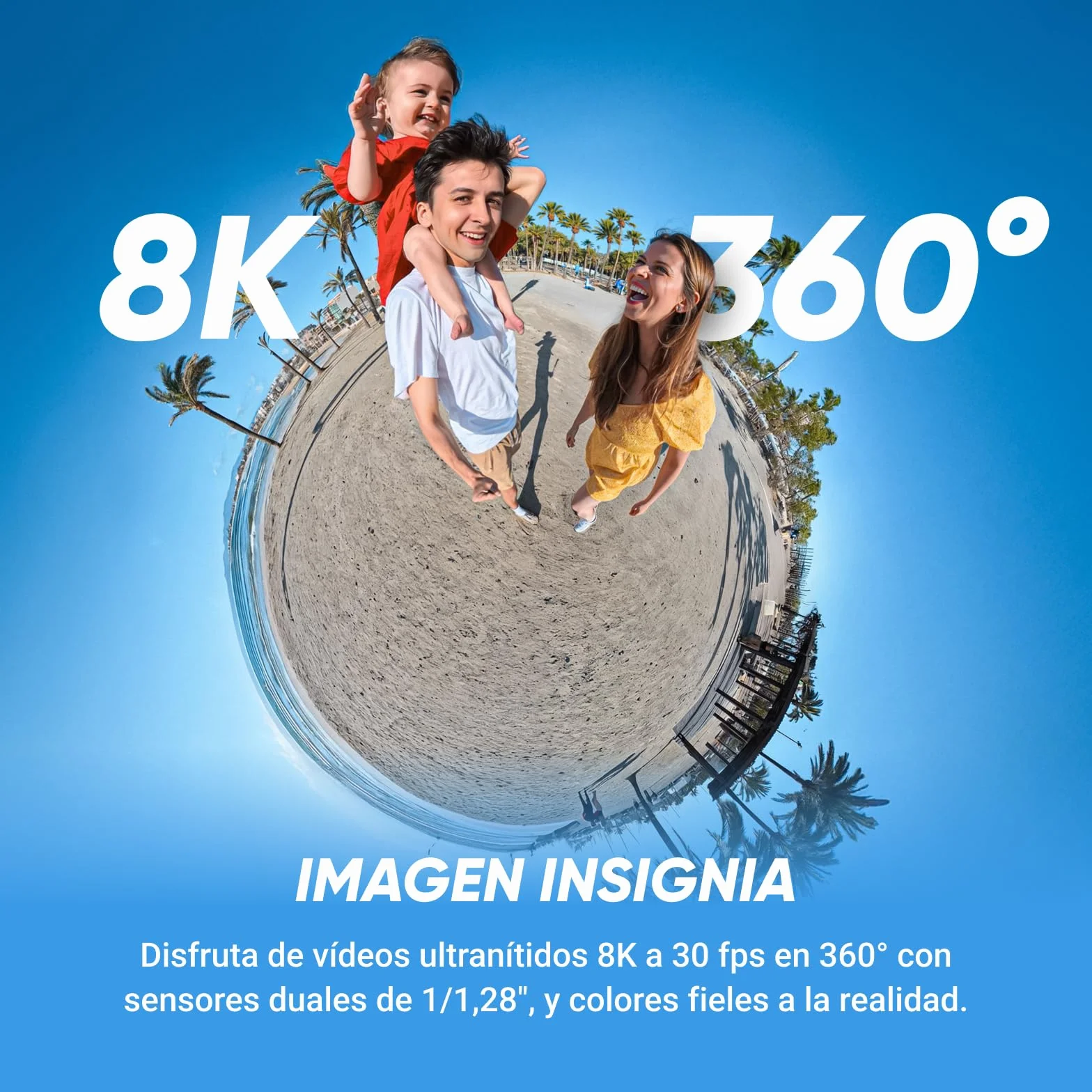 Insta360 X5 Cámara 8K 360° resistente al agua, estabilización, batería 3h, triple chip IA