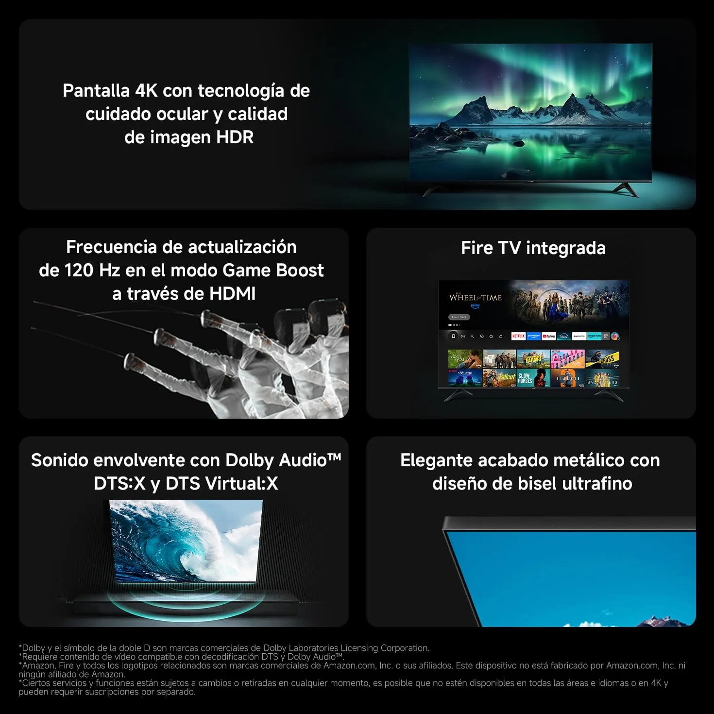 Xiaomi TV F 50 50 Pulgadas 127 cm 4K UHD Smart TV Fire OS8 Control por Voz Alexa HDR10 MEMC Modo Game Boost 120Hz 2GB+32GB Compatible con Apple AirPlay