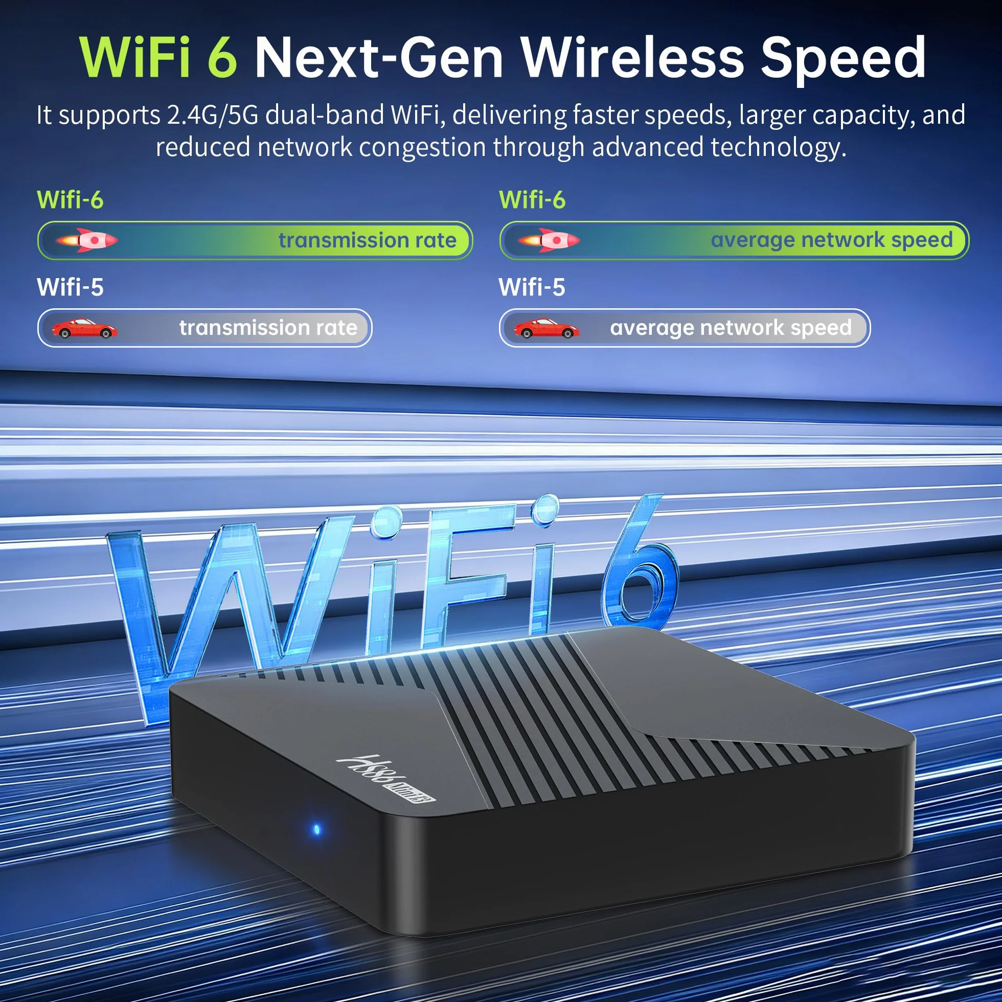 Android 14.0 TV Box, con procesador RK3528A de Cuatro núcleos, 4 GB de RAM y 32 GB de ROM, Compatible con 4K Ultra HD, Wi-Fi 6 de Doble Banda 2,4 GHz/5 GHz y Bluetooth 5.4 Smart TV Box
