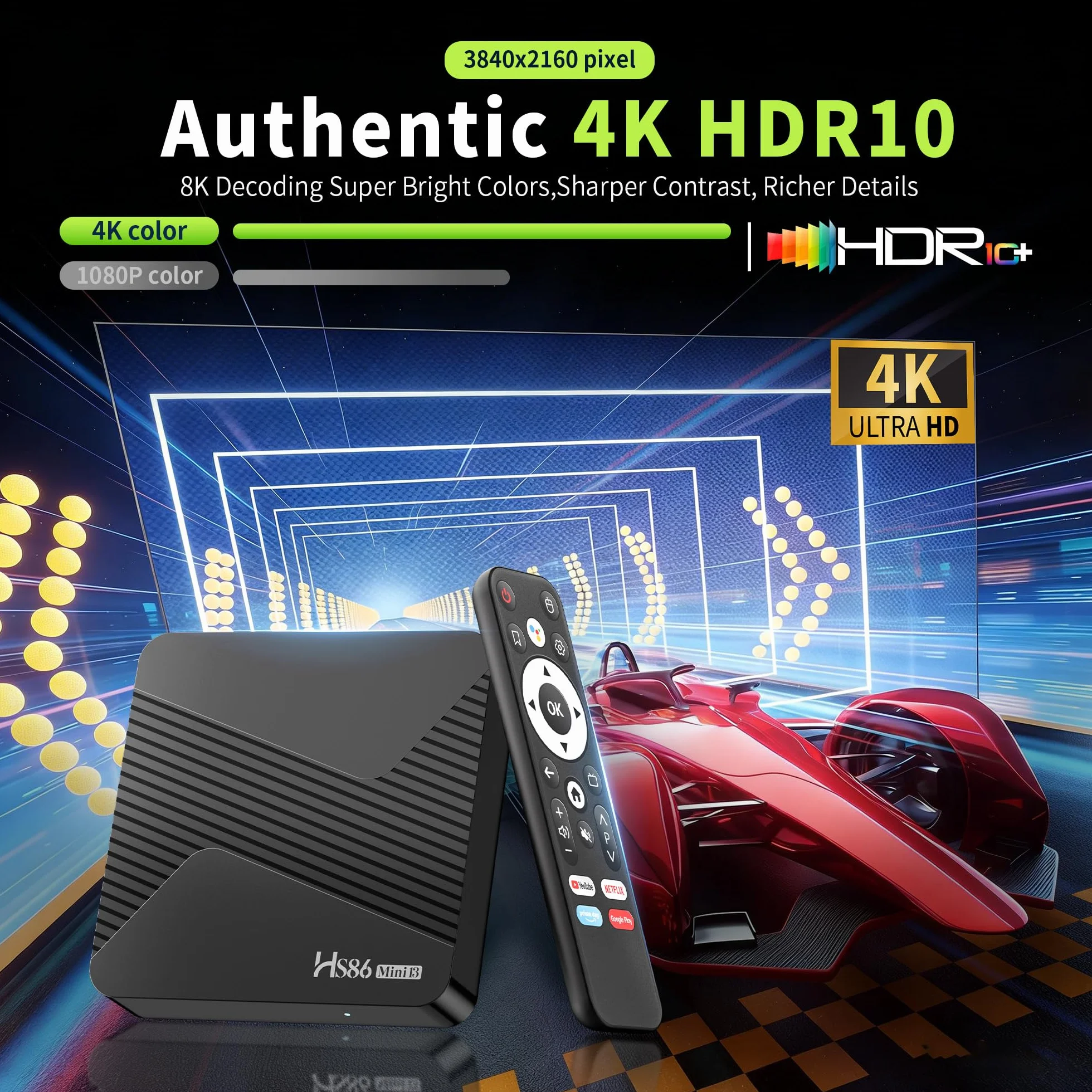 Android 14.0 TV Box, con procesador RK3528A de Cuatro núcleos, 4 GB de RAM y 32 GB de ROM, Compatible con 4K Ultra HD, Wi-Fi 6 de Doble Banda 2,4 GHz/5 GHz y Bluetooth 5.4 Smart TV Box