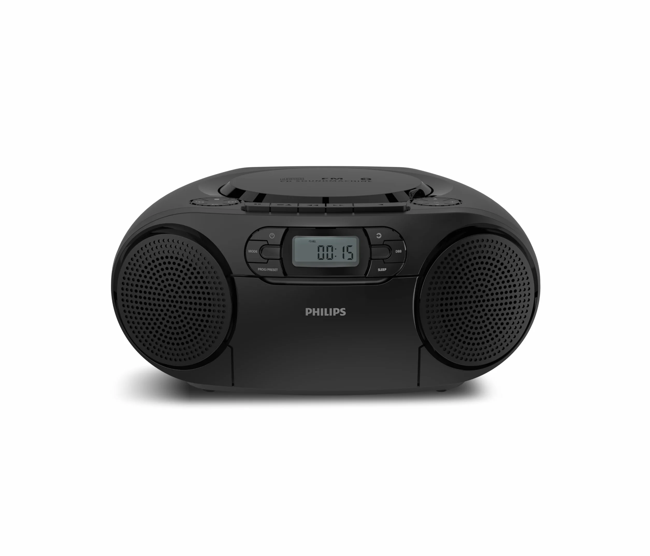 Philips TAZ2200 Reproductor CD portátil y de Casete, Radio FM, Bluetooth 6.0, Reproducción USB, Entrada Audio, Graves dinámicos, Altavoces estéreo de 6W, Corriente/batería, Asa de Transporte – Plata