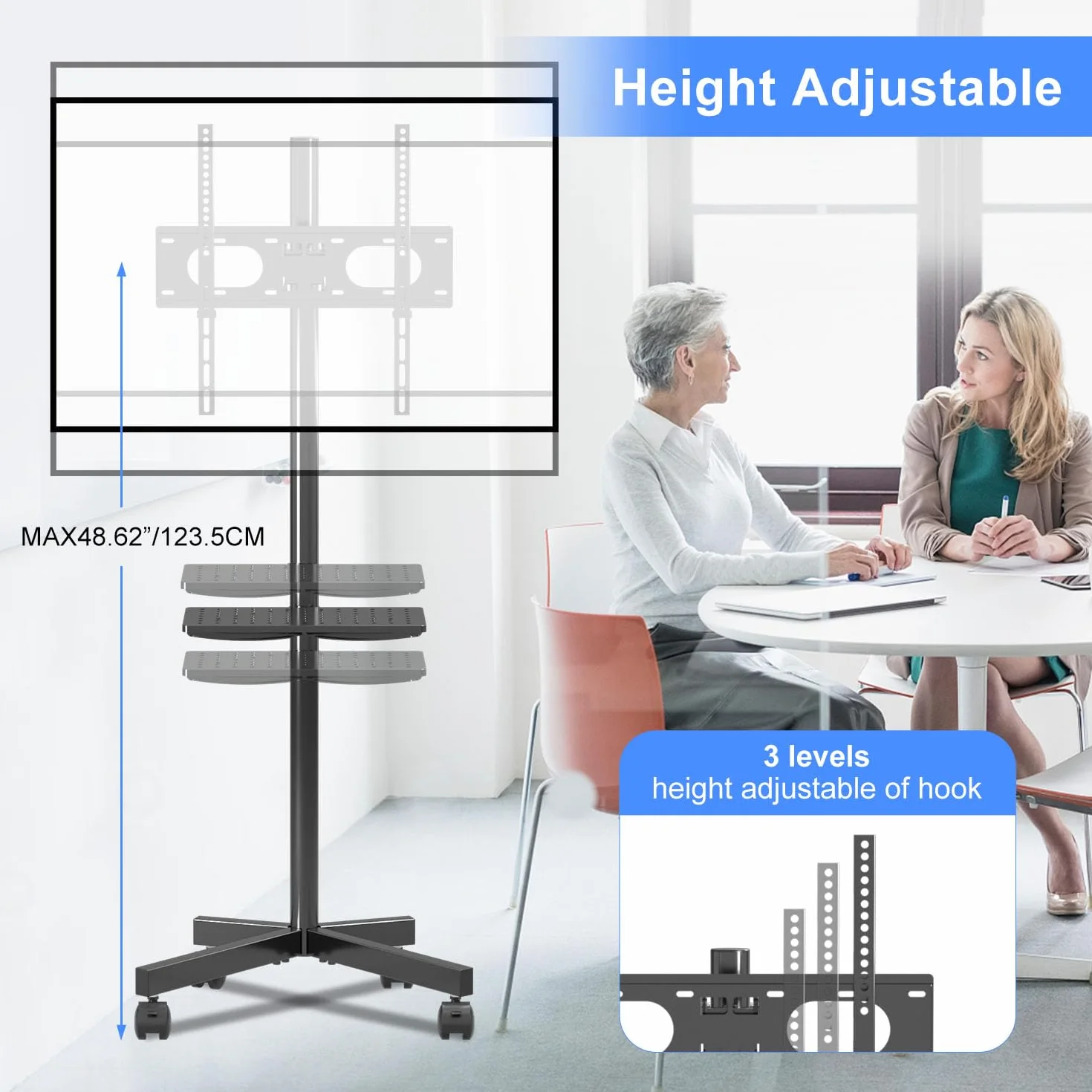 Suptek Soporte TV Ruedas Pie para TV 21-60 Pulgadas LCD LED Plasma 35KG VESA 400x400mm Ajustable Inclinación