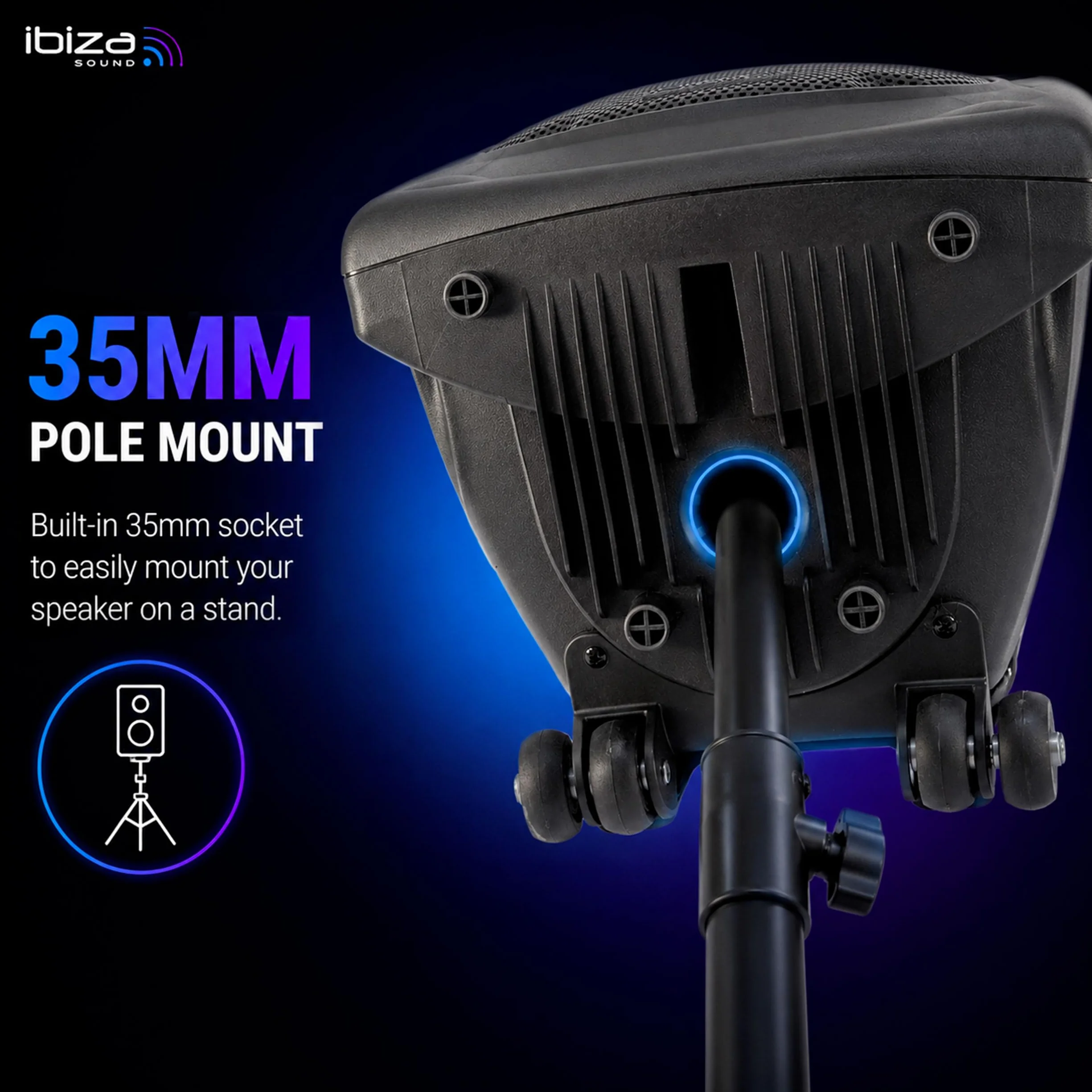 Ibiza PORT12VHF-BT Altavoz PA Portátil 12" 700W Máx. 350W RMS con 2 Micrófonos VHF TWS Trolley