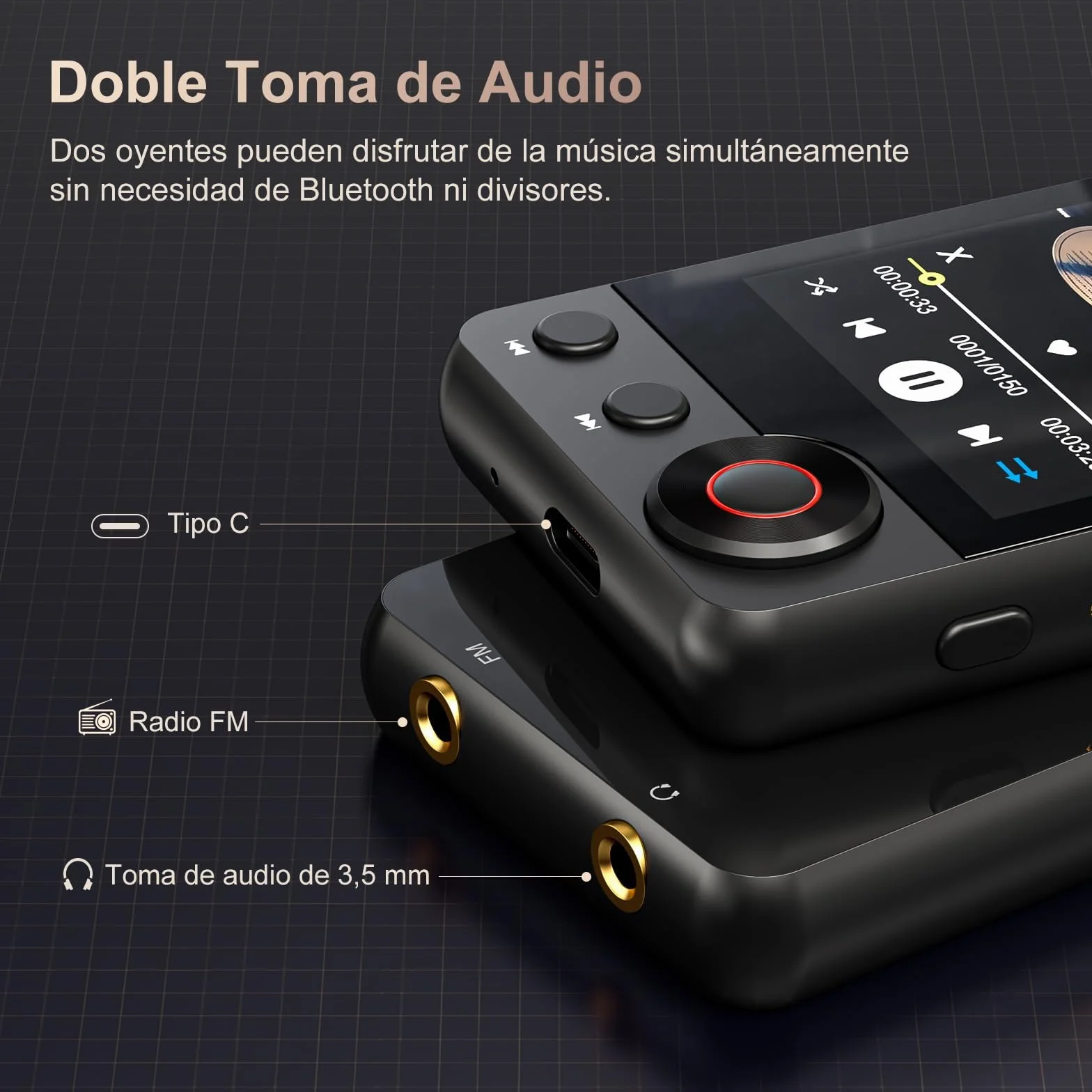 MECHEN 128 GB Reproductor MP3 Bluetooth 5.3 Pantalla Táctil 2,4 Pulgadas Radio FM