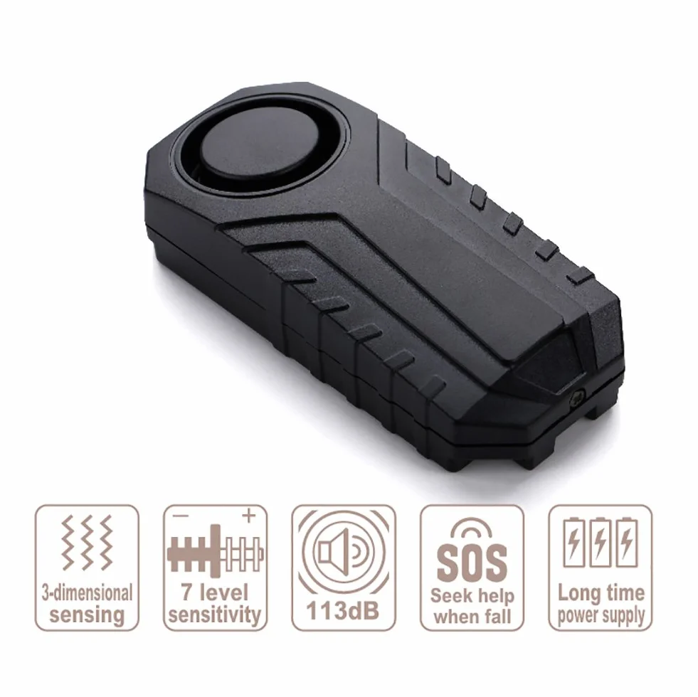 Mengshen Alarma Bicicleta Mejorada 113dB Loud Impermeable Inalámbrico Moto Alarma con Sensor Movimiento Vibración Antirrobo Remoto para la Seguridad Ciclismo (4 sensores con 2 mandos a Distancia)