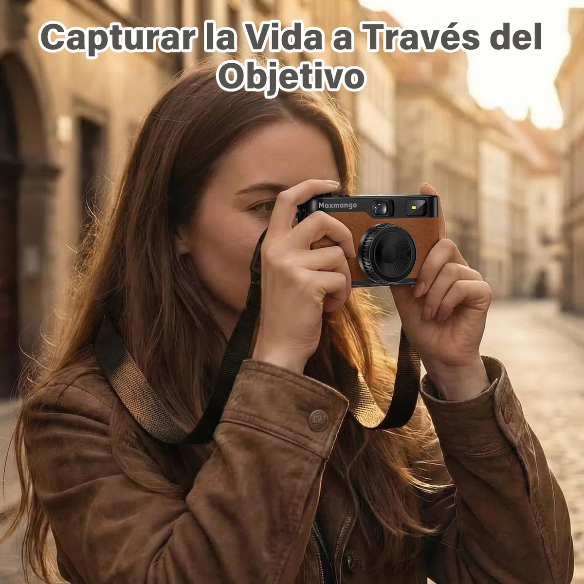 Maxmango D53 Cámara Digital de Estilo Retro sin Pantalla, 12 MP Filtros DIY, Cámara Digital compacta sin Pantalla con Tarjeta SD de 8 GB para 4000 Fotos (Marrón)