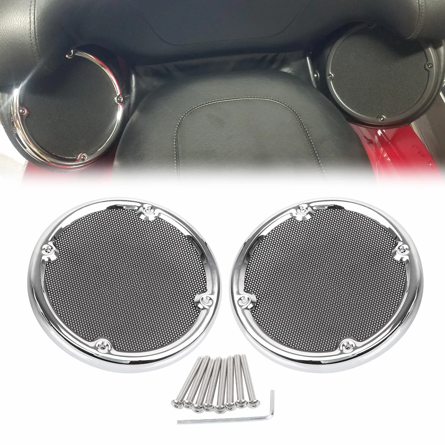 Accesorios de rejilla de altavoces traseros decorados con altavoces Tour Pak para Harley Touring Electric GLIDE flhtc 1996-2013 Street GLIDE flhx 2006-2013, rejilla negra de cromo