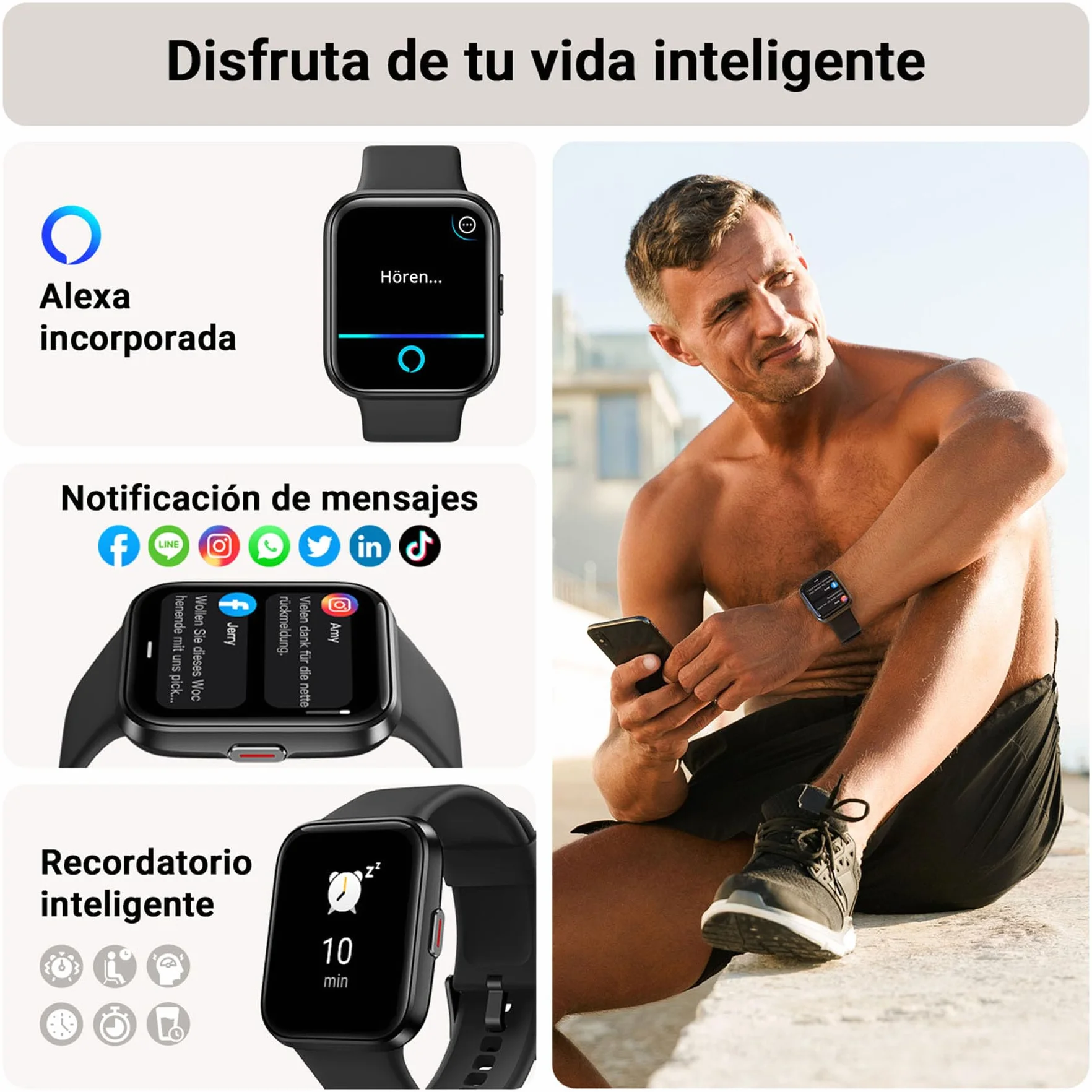Tensky Reloj Inteligente Hombre con Llamadas y Voz de Alexa, Whatsapp Notificaciones, 1.85" Smartwatch Hombre 110 Modos Deportes 3 ATM SpO2/Pulsómetro/Monitor de Sueño Pulsera para iPhone Android