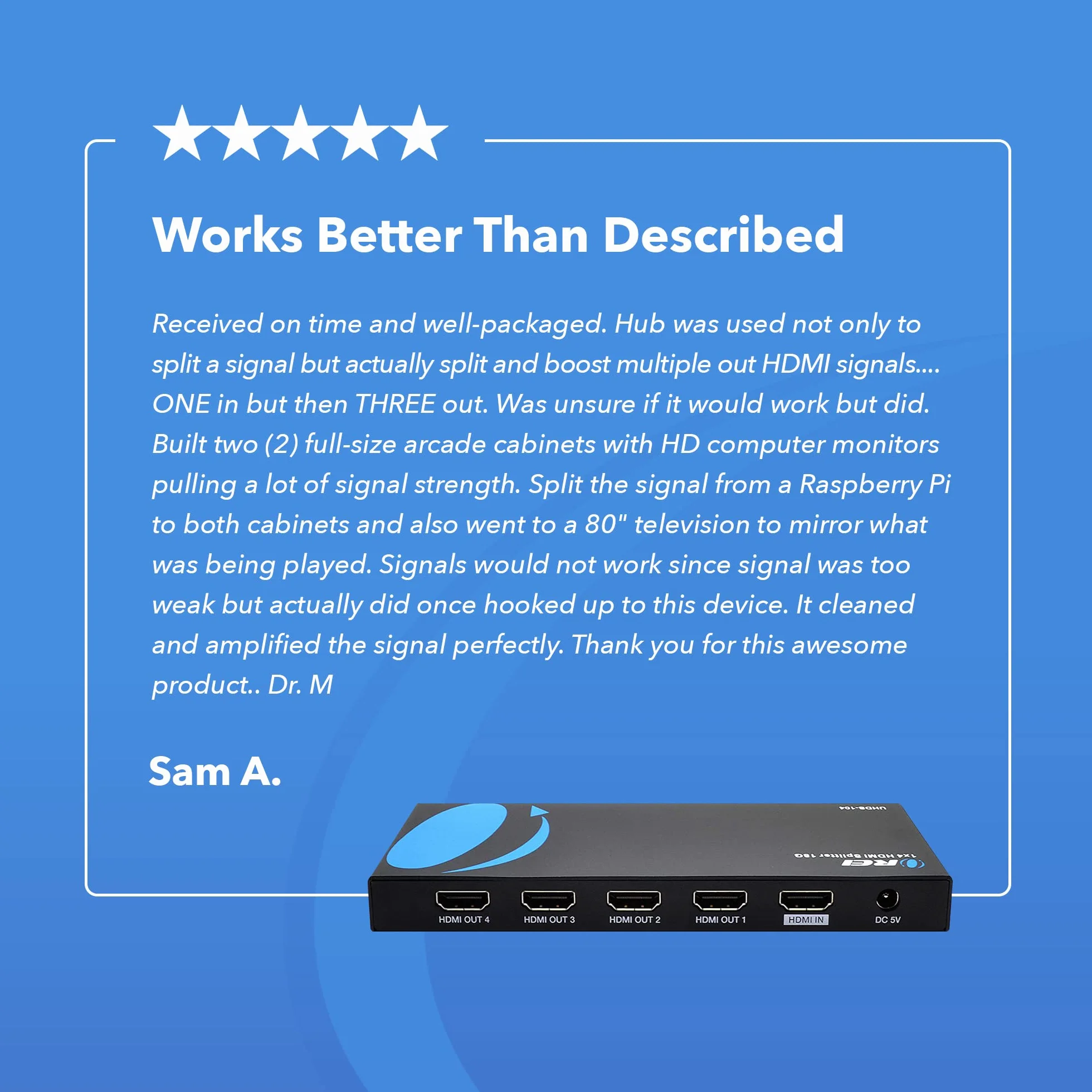 OREI UltraHD 4K @ 60 Hz 1 x 4 HDMI Splitter 1 en 4 Salidas 4 Puertos 4: 8 bits - HDMI 2.0, HDCP 2.0, 18 Gbps, EDID, duplicado/Espejo 4K Pantallas - UHDS-104