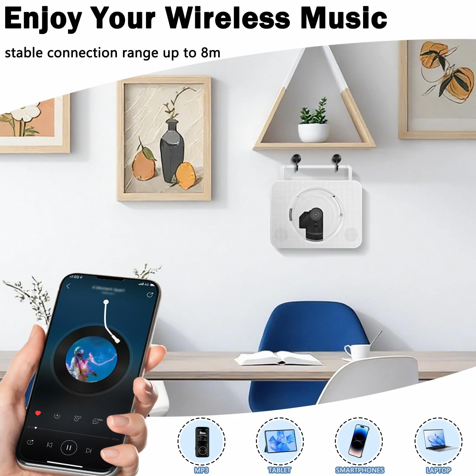 Przenośny odtwarzacz CD Bluetooth z radiem FM, USB, AUX, pilotem