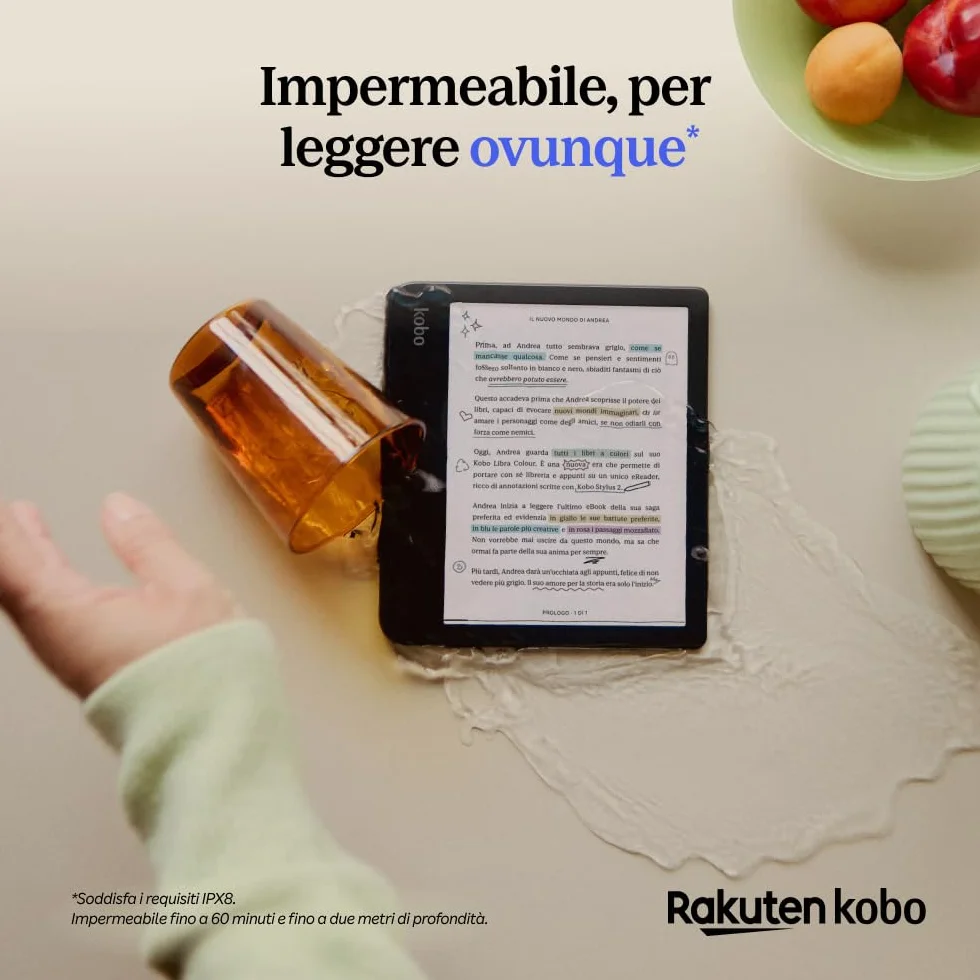Kobo Libra Colour con Kobo Stylus 2 Lector Electrónico Pantalla Antirreflectante Tinta Kaleido 3.7 Modo Oscuro Audiolibros Impermeable Negro