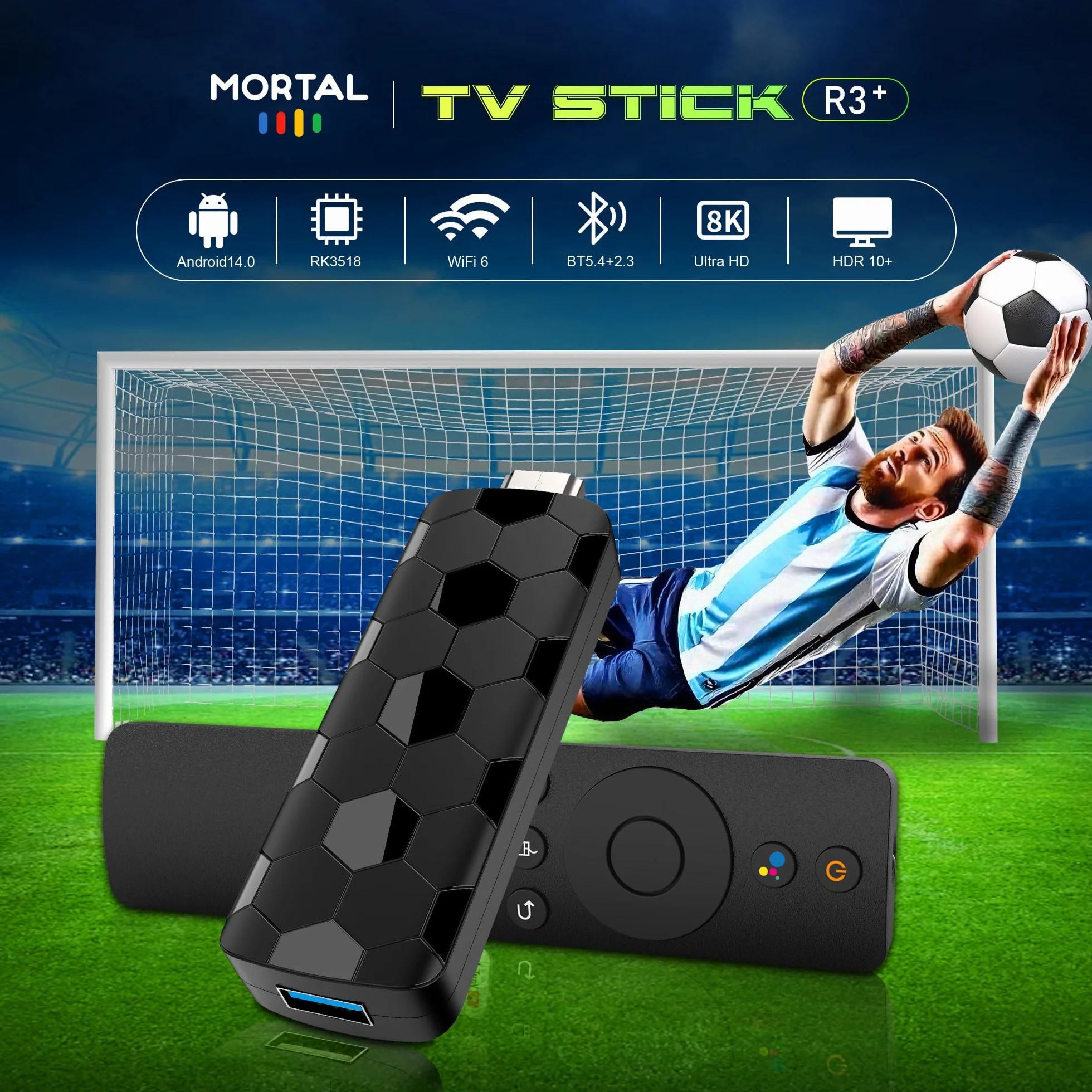 Android TV Stick 14.0, Smart TV Stick 2GB RAM 16GB ROM RK3518 Chip, WiFi Dual 2.4G/5.8G, BT5.4, HDMI 2.0 y HD 8K, Soporte Remoto de Voz para Video y Audio, Negro 2026