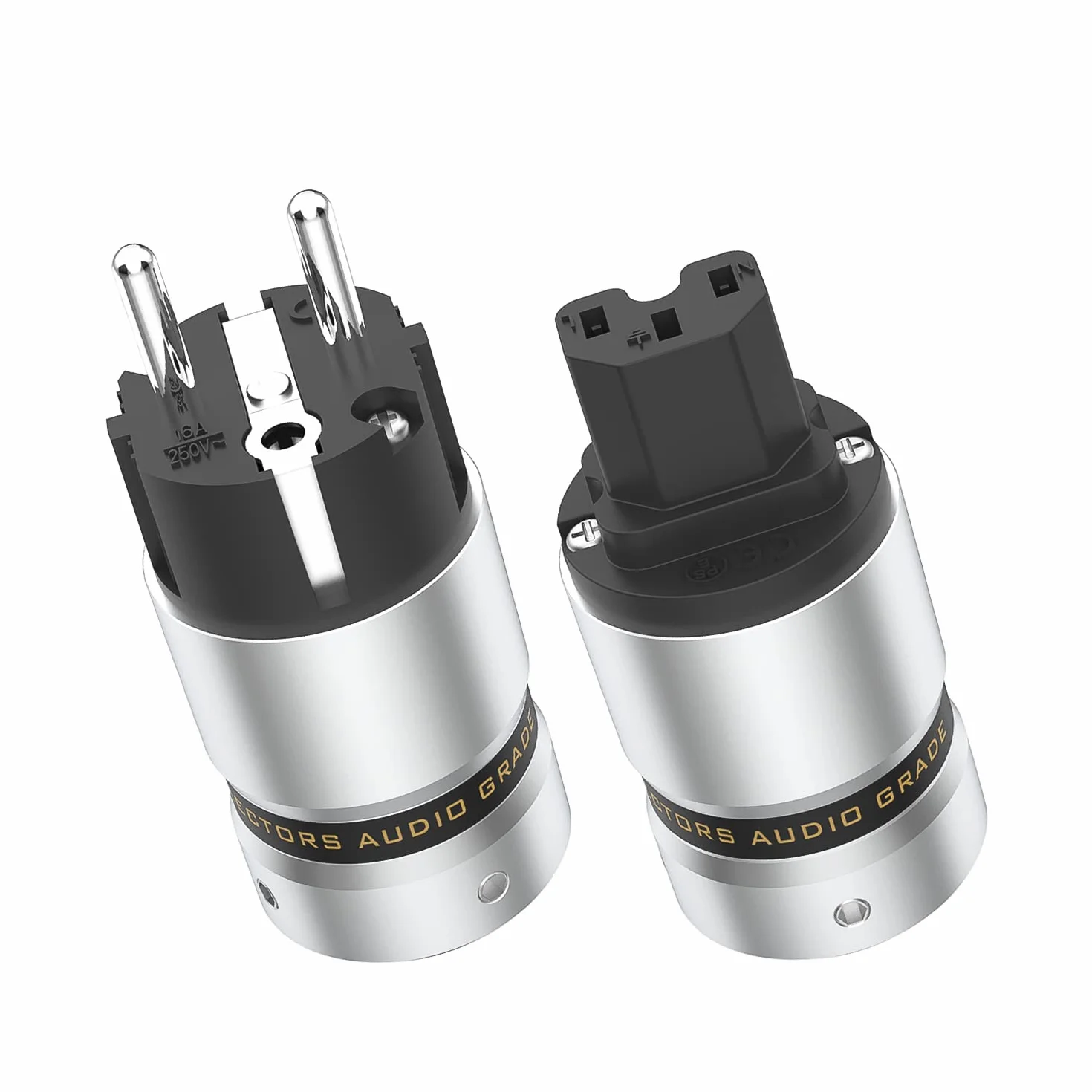 Tertullus 1 par conectores Schuko chapados en rodio acoplamiento IEC diámetro 18 mm