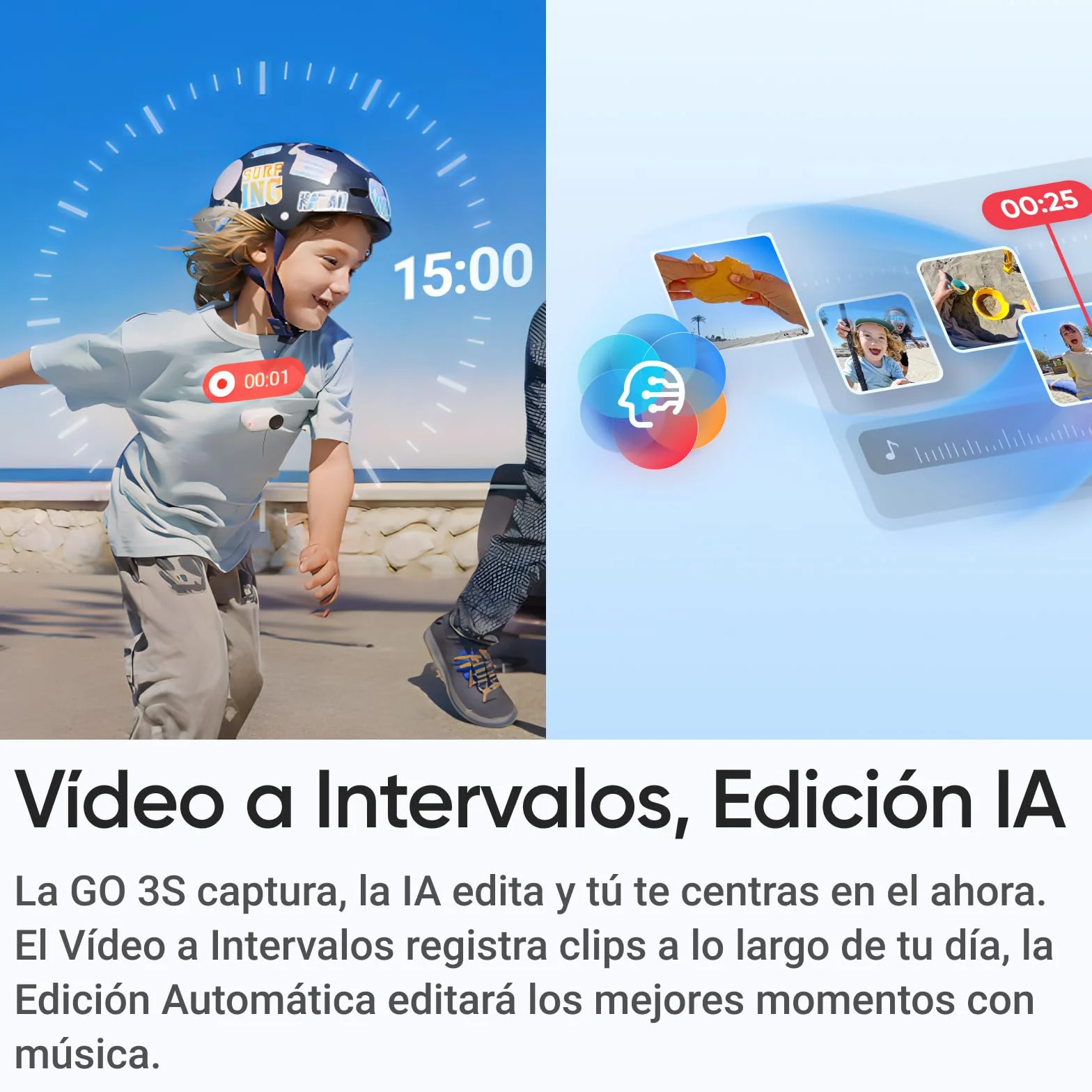 Insta360 GO 3S Negro 128GB Cámara Vlogging 4K POV Manos Libres Impermeable 10M 140 Min Batería