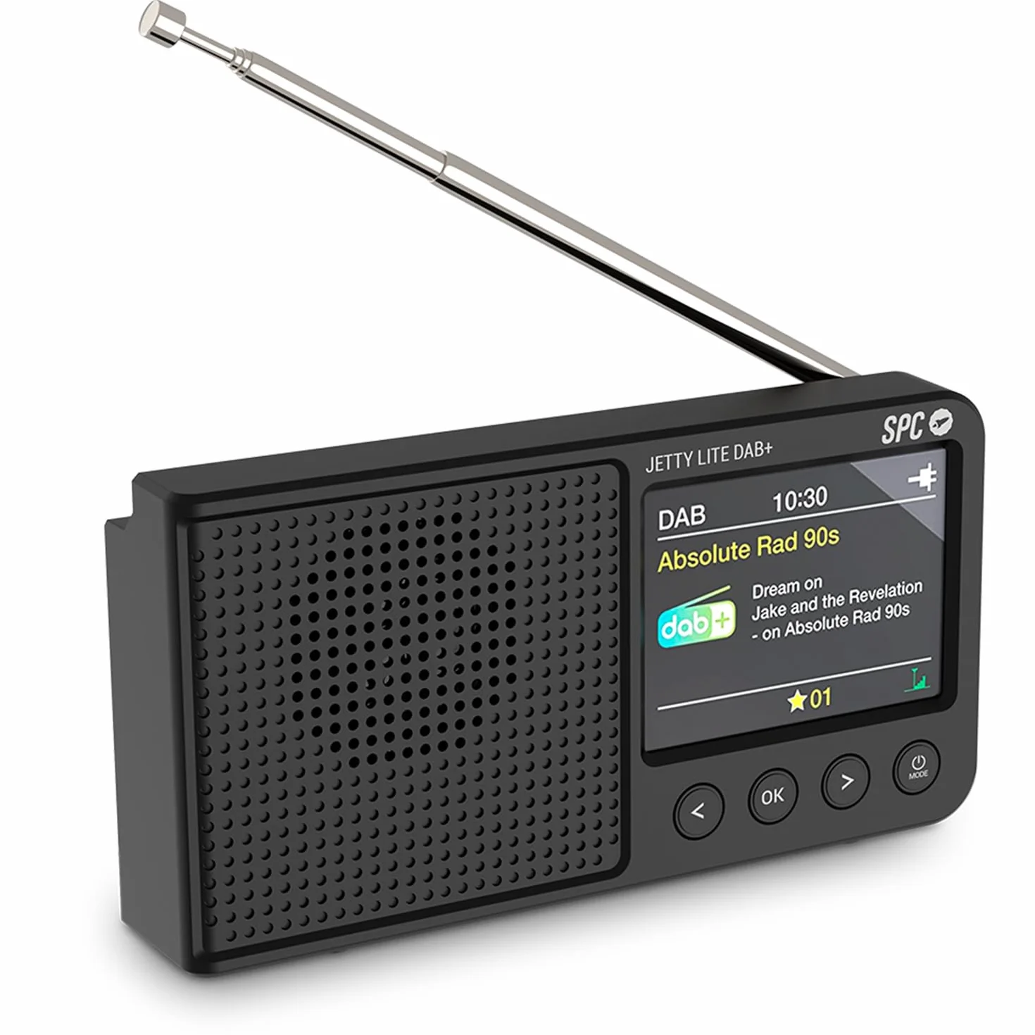 SPC Jetty Lite Dab+ | Radio portátil con Dab+/FM RDS | 80 Presintonías | Pantalla TFT 2,4” a Color | Bluetooth y Jack para Auriculares | Batería hasta 7h | Despertador y Snooze – Negro