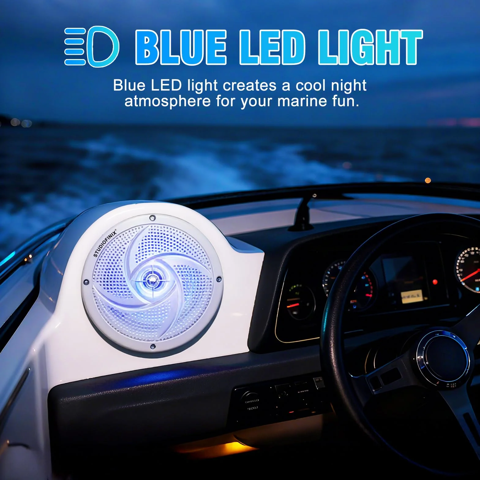 Altavoces marinos impermeables STUDIOFINIX 5.25 pulgadas 160 W 2 vías con LED blanco