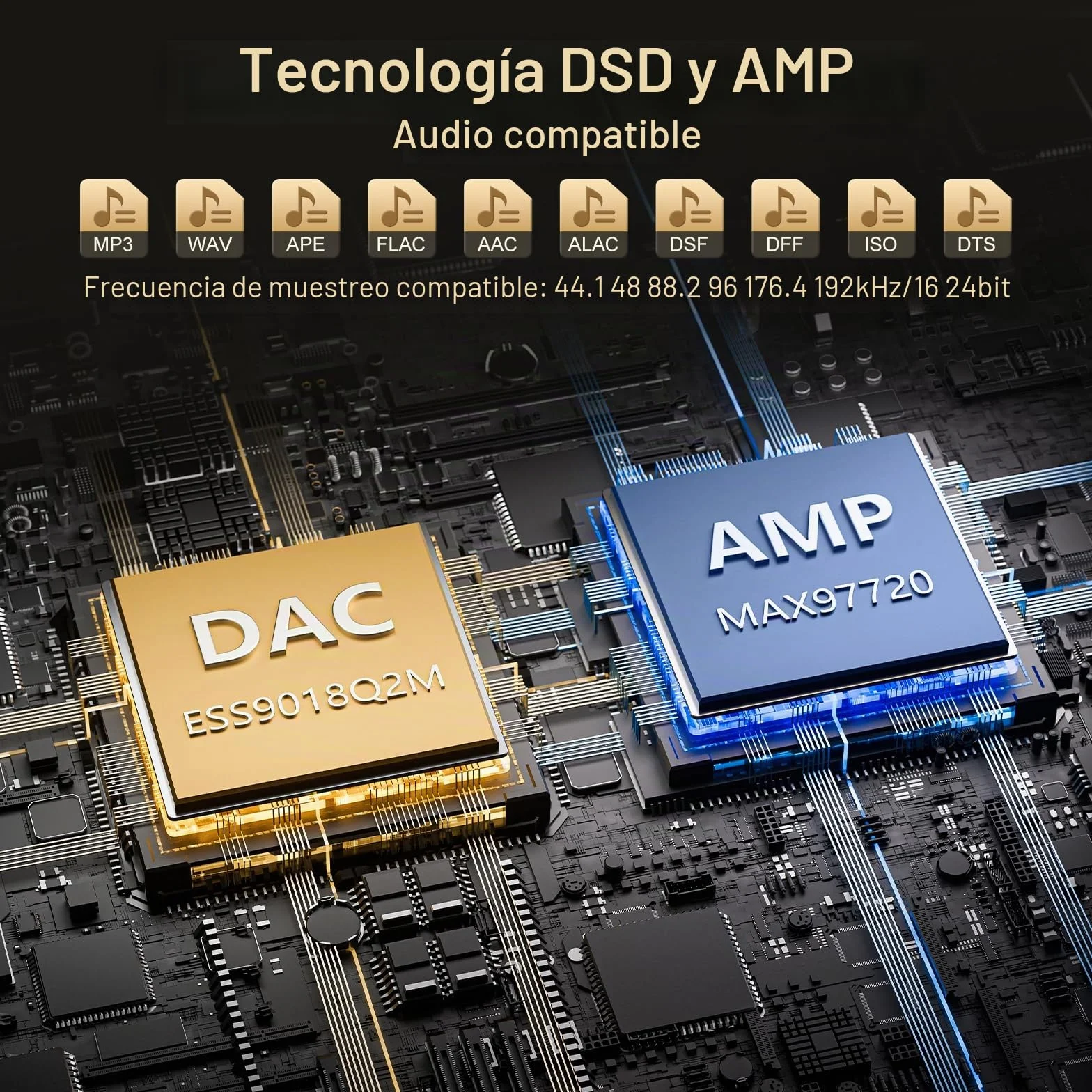 Reproductor MP3 HiFi con Bluetooth y WiFi, Reproductor de música de Alta resolución ZAQE Android 12, DAC DSD sin pérdidas Flac, Equipado con una Tarjeta de Memoria de 64 GB., admite hasta 512 GB.