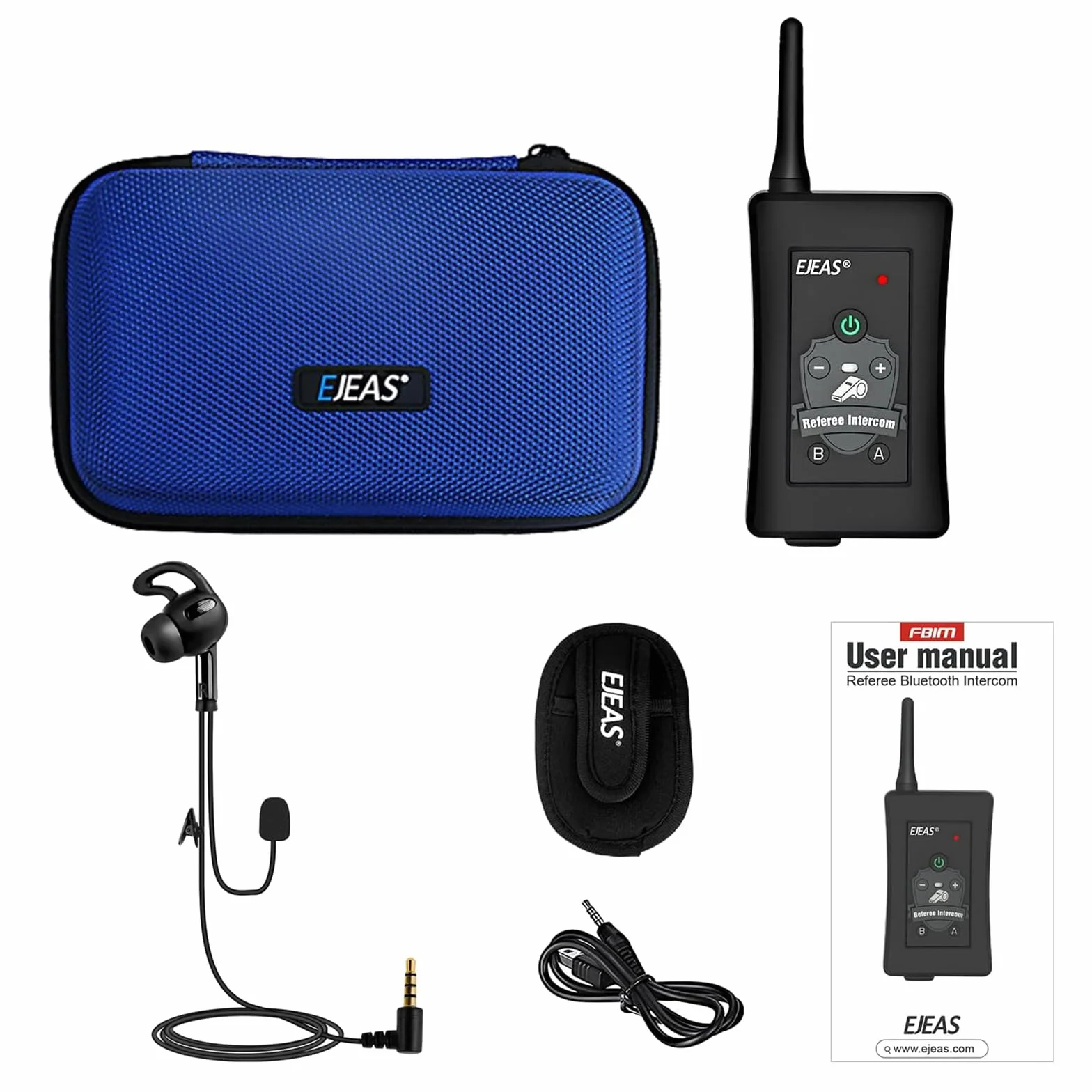 EJEAS FBIM Profesional Sistema de Comunicación con Intercomunicador Bluetooth, 1500M Intercomunicador para 4 Personas con Reducción de Ruido CVC, Brazalete