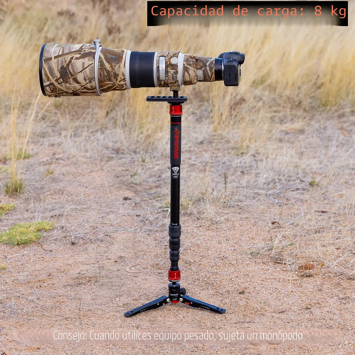 IFOOTAGE Cobra 3 A180T,3-en-1 Cámara Monopod Telescópico Video Monopod Fotografía Profesional Trípode Monopod Adecuado para Cámaras SLR y Videocámaras Aluminio 180cm