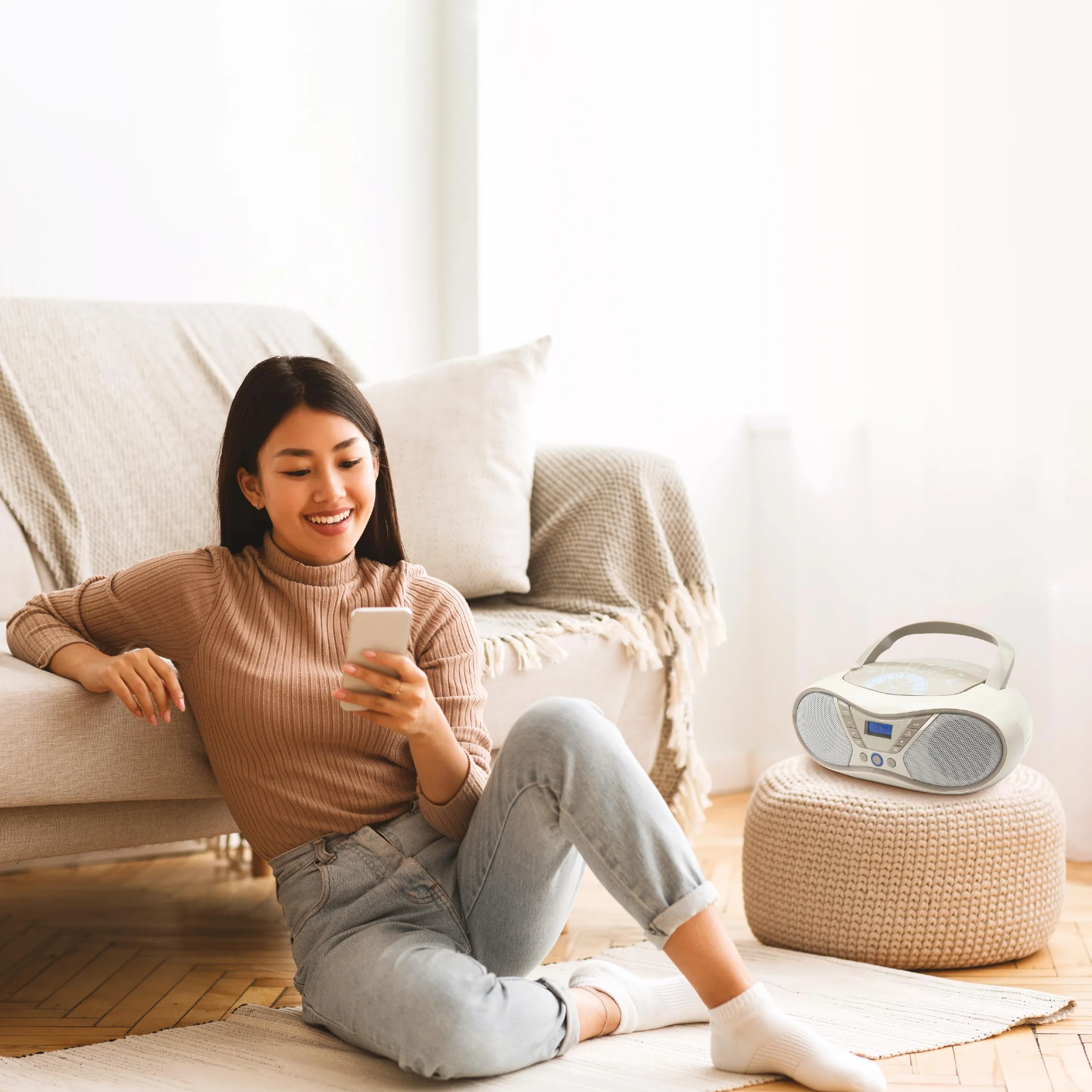 Mooov Reproductor CD Portátil Radio FM USB 6W CD-R CD-RW CD-MP3