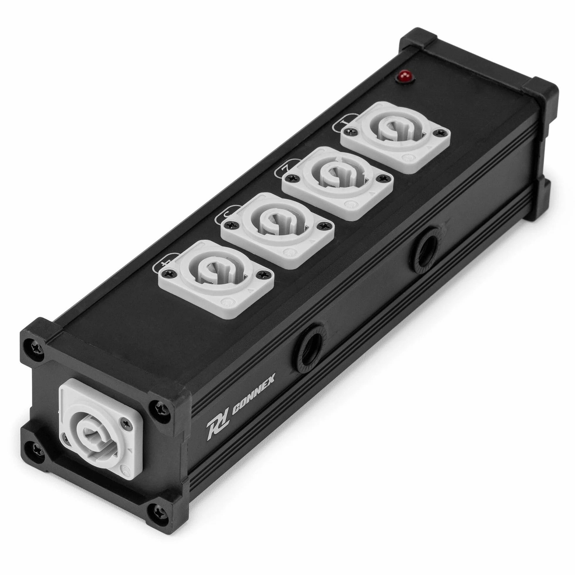 Power Dynamics Connex PSB25 Divisor de potencia PowerCon de 5 vías, distribución de energía portátil, 5 salidas PowerCon, conexiones seguras Twist-Lock, caja de escenario para actuaciones en escenario