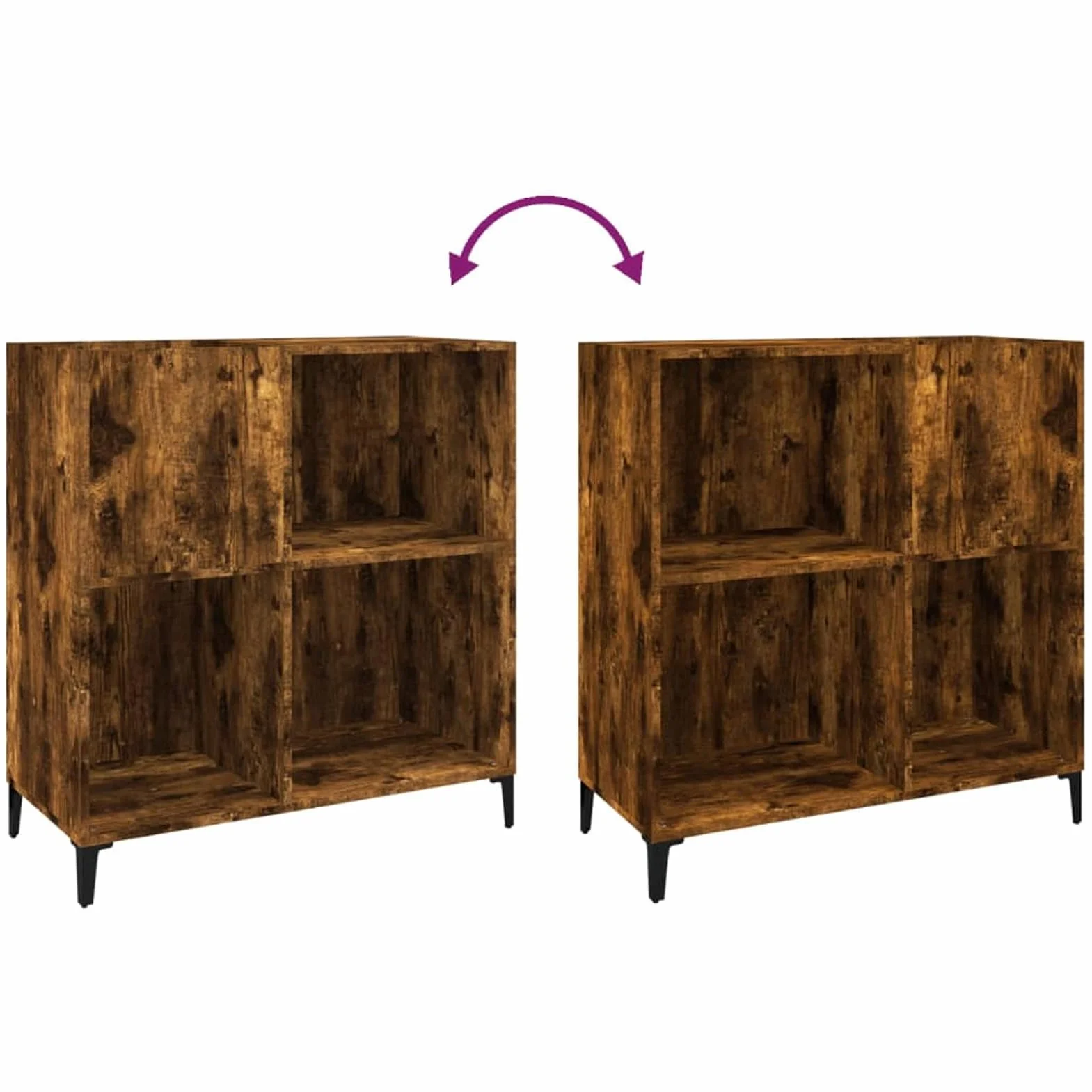 ZEYUAN Mueble Discos Madera contrachapada Roble Ahumado 84,5x38x89 cm, Estanteria CD, Mueble Tocadiscos, Mueble para Discos, Mueble para Vinilos, Mueble para Tocadiscos - 832002