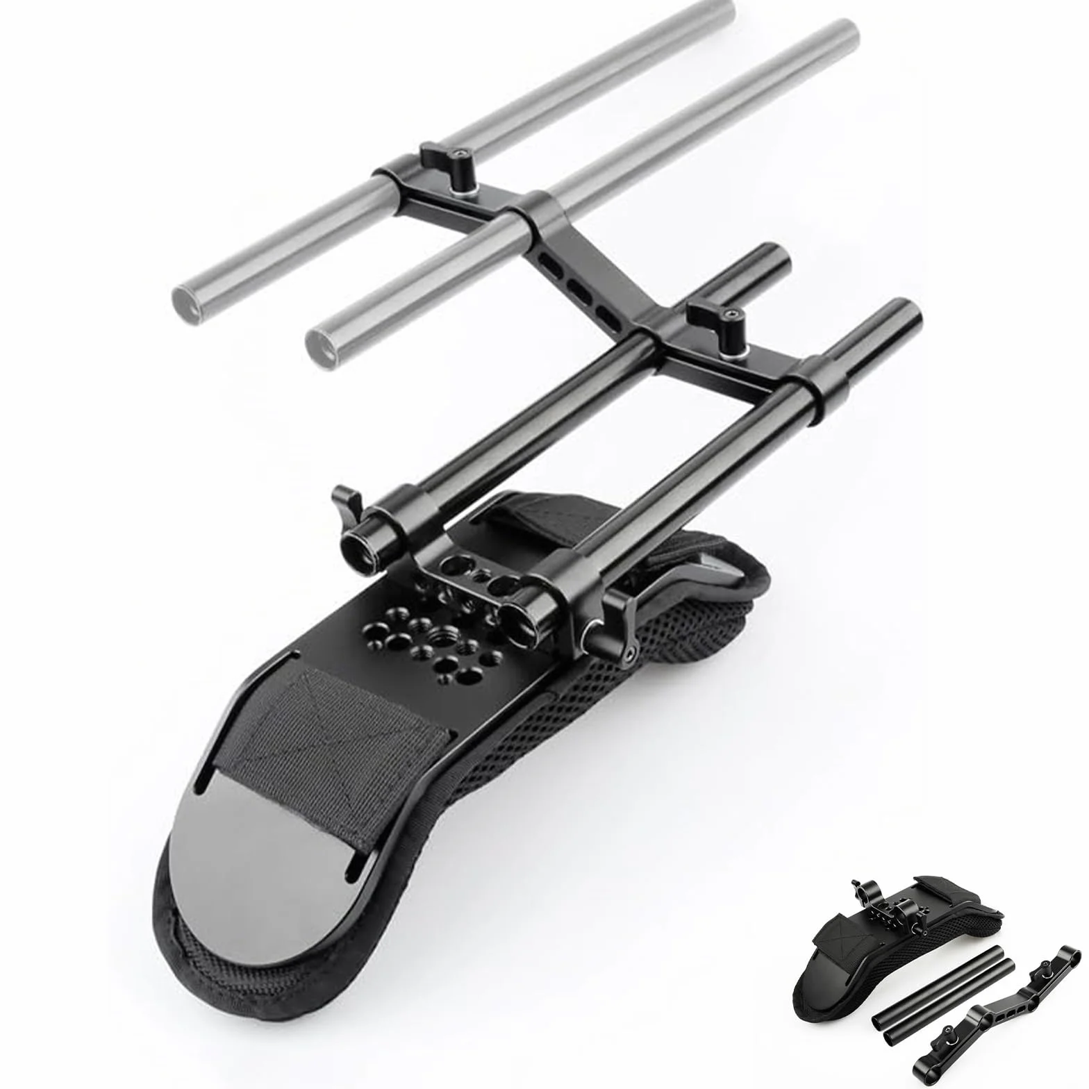 [Update Version] NICEYRIG Cámara de vídeo videocámara Hombro Pad con Carril y Varillas de aleación de Aluminio para DSLR Rig Sistema de Apoyo de Hombro