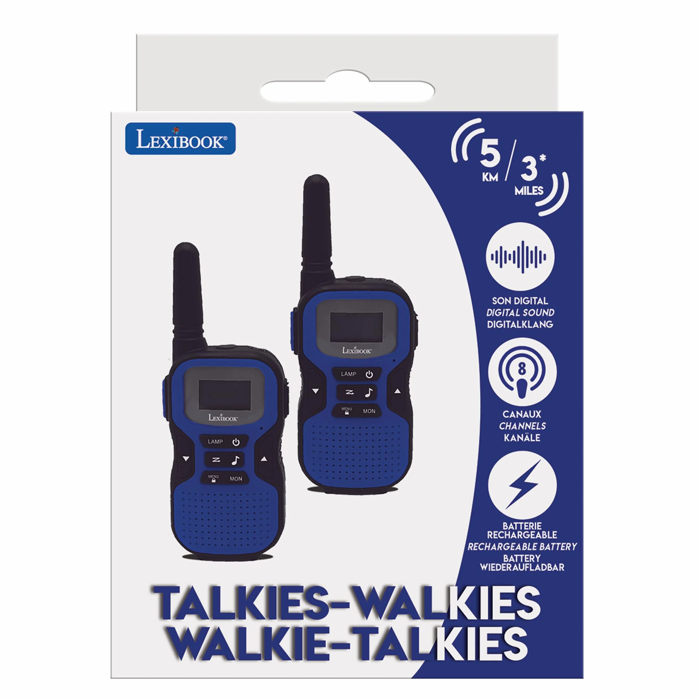Lexibook Walkie Talkie Recargable 5 km 22 Canales Sonido Digital Claro Auriculares USB-C TW60