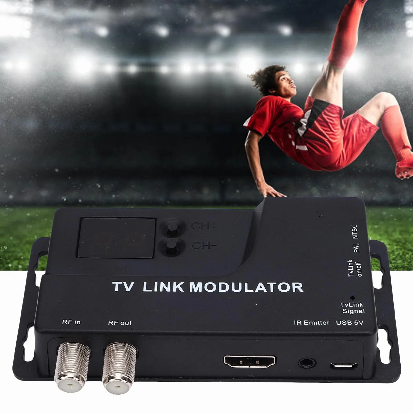Topiky Modulador HDMI a RF, Convertidor Coaxial VHF UHF AV a RF para Formato TV PAL NTSC, Micro Modulador de TV RF, Conmutador de Canal de 471,25 MHz a 885,25 MHz Convertidor Coaxial