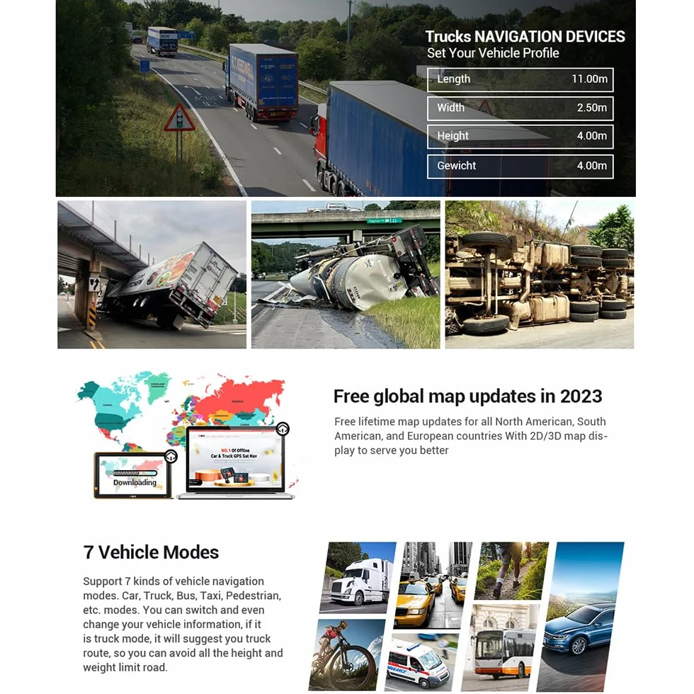 NEWFUN GPS Camiones Profesional 9 Pulgadas Navegador GPS Coche 2025 Mapas Europa