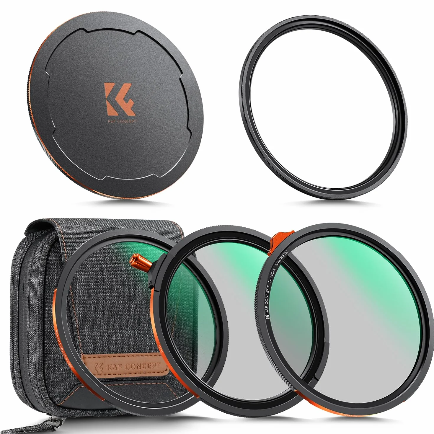 K&F CONCEPT Nano-Xcel 58mm Filtros Magnéticos，Filtro Polarizador Circular + Filtros Variable ND2-32 + Filter Black-Mist 1/4 + Anillo de Adaptador Magnético + Tapa de Metal Magnético