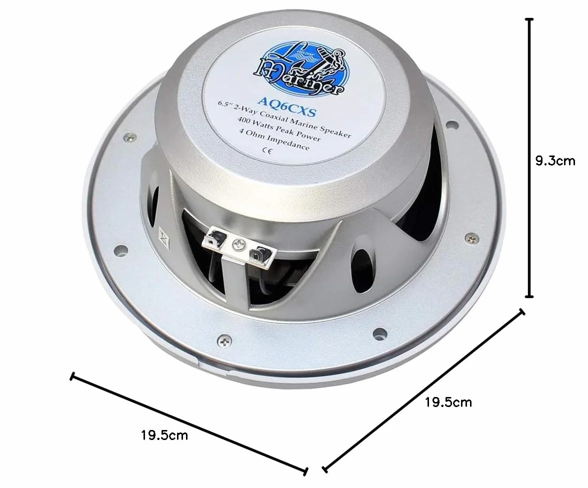 Lanzar AQ6CXW - Altavoz marino (2 canales, 400 W, 16,5 cm/6,5 pulgadas), color blanco