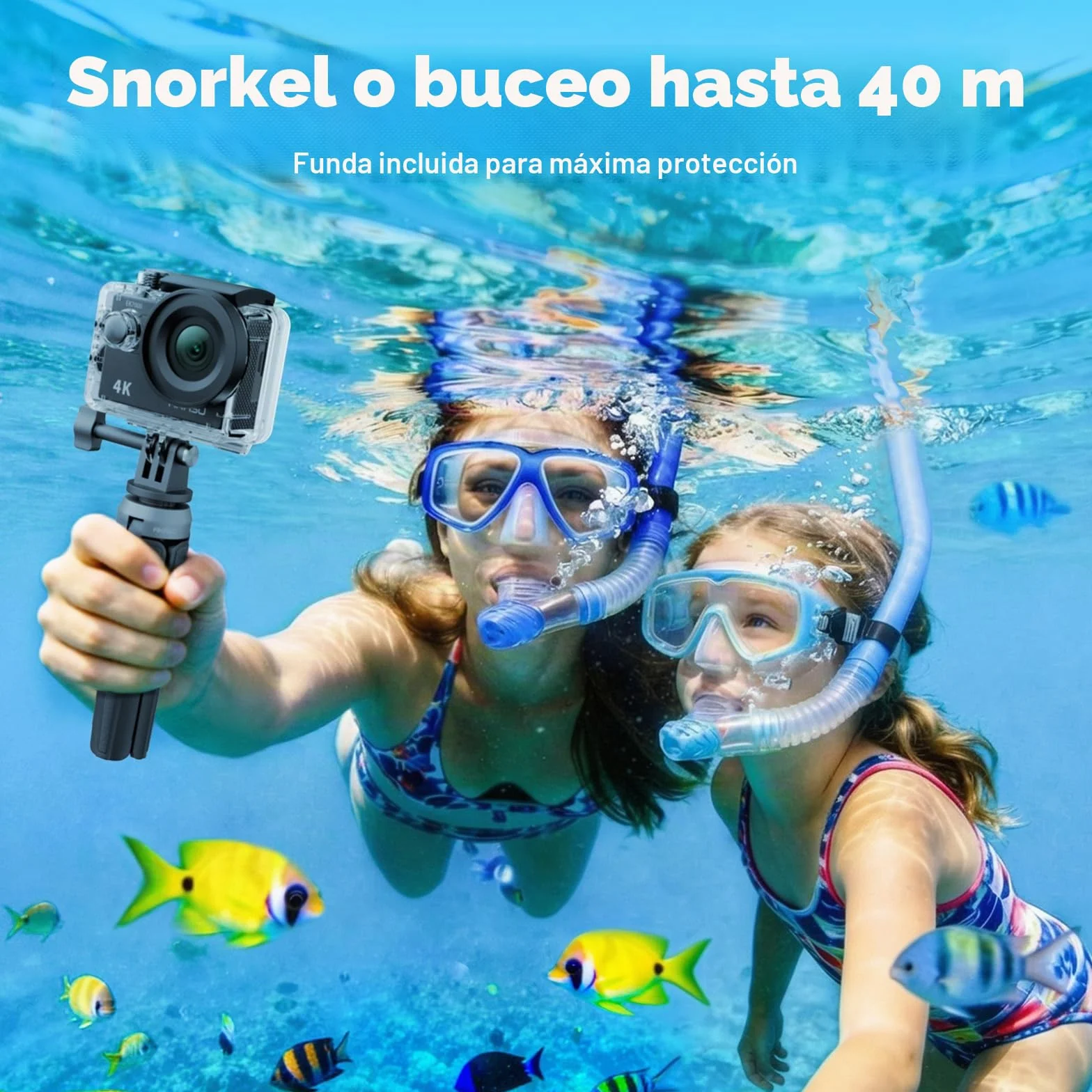 AKASO EK7000 Cámara Deportiva 4K 20MP WiFi 170° Gran Ángulo EIS Control Remoto 2.4G Sumergible 30M 2 Baterías 64GB