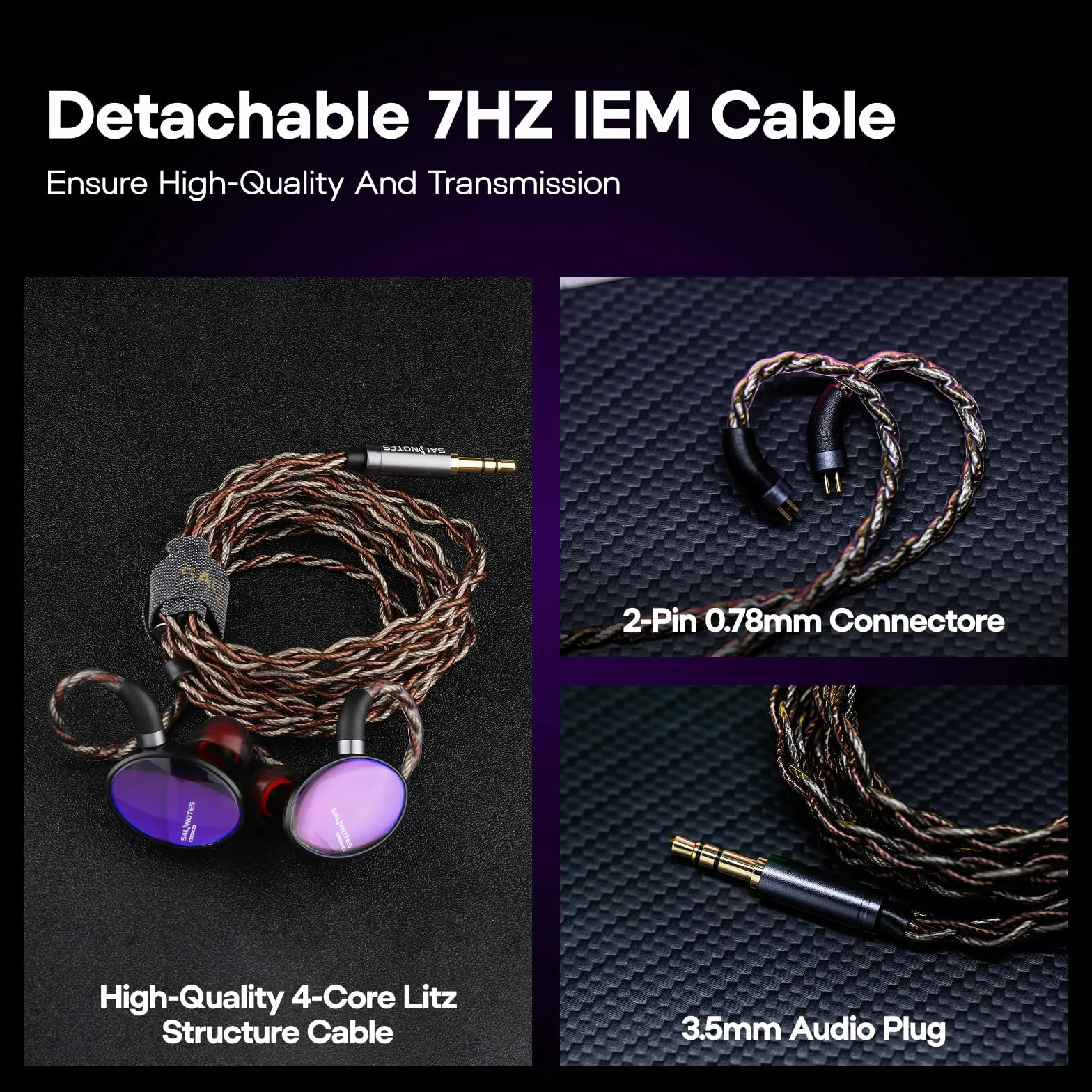 7Hz x Crinacle Salnotes Dioko IEMs 14.6mm Controlador de Diafragma Plano, Caja de Aluminio CNC Grado Aviación, Cable Cobre Litz OCC 4 Núcleos