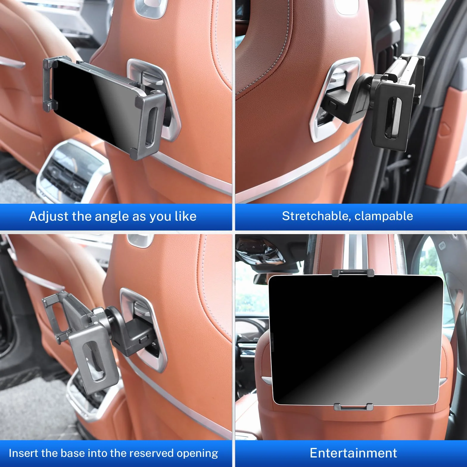 KUNGKIC Soporte para Tablet de Coche para BMW X3 X5 X6 I20 G05 G06 G45 G60 G61 G70 Soporte de Coche Extensible para reposacabezas de Coche Universal rotación 360° (Soporte para Tablet 2.0)