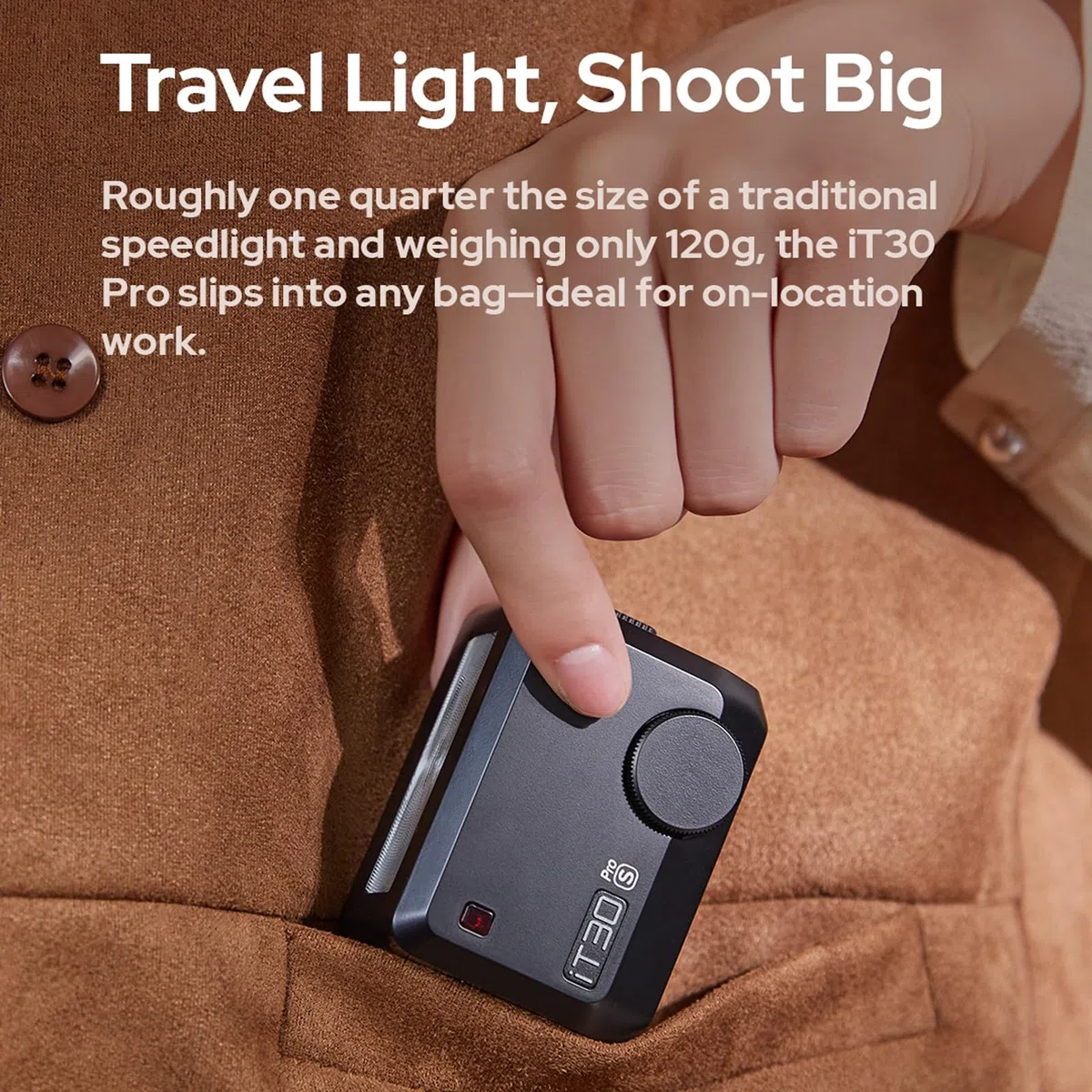 Godox iT30 Pro F Flash para Fujifilm Cámara Speedlite, 2.4G TTL1/8000 HSS, 560 Disparos a Máxima Potencia, GN15,Tiempo de Recarga de 1.5s,Batería de Iones de Litio de 7.4 V/900 mAh,con Zapata Estándar