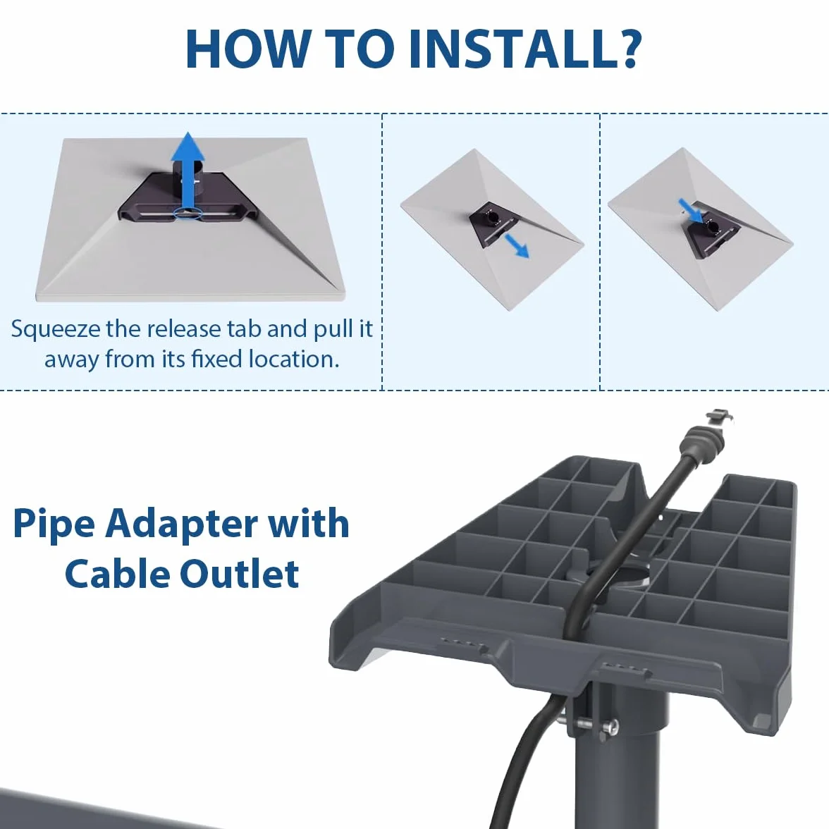 Soporte de Pared Compatible con Starlink Gen 3, Soporte V3 con Adaptador de Montaje en Poste, Kit de Montaje en Poste Compatible con Standard V3, (Largo)