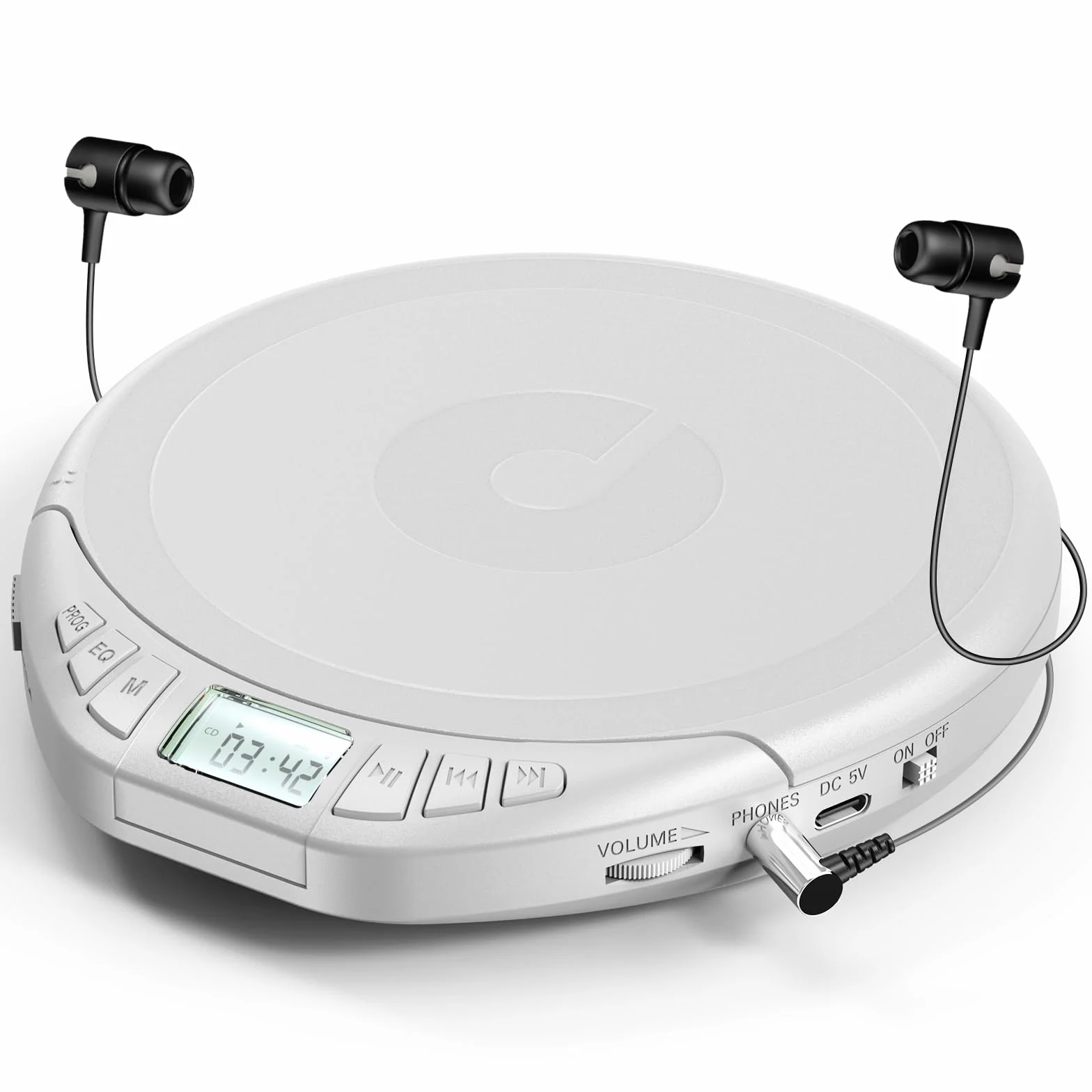 Gueray Reproductor de CD HiFi Portátil con Pantalla LCD, Función Memoria, Repetición, Efecto Sonoro Plateado