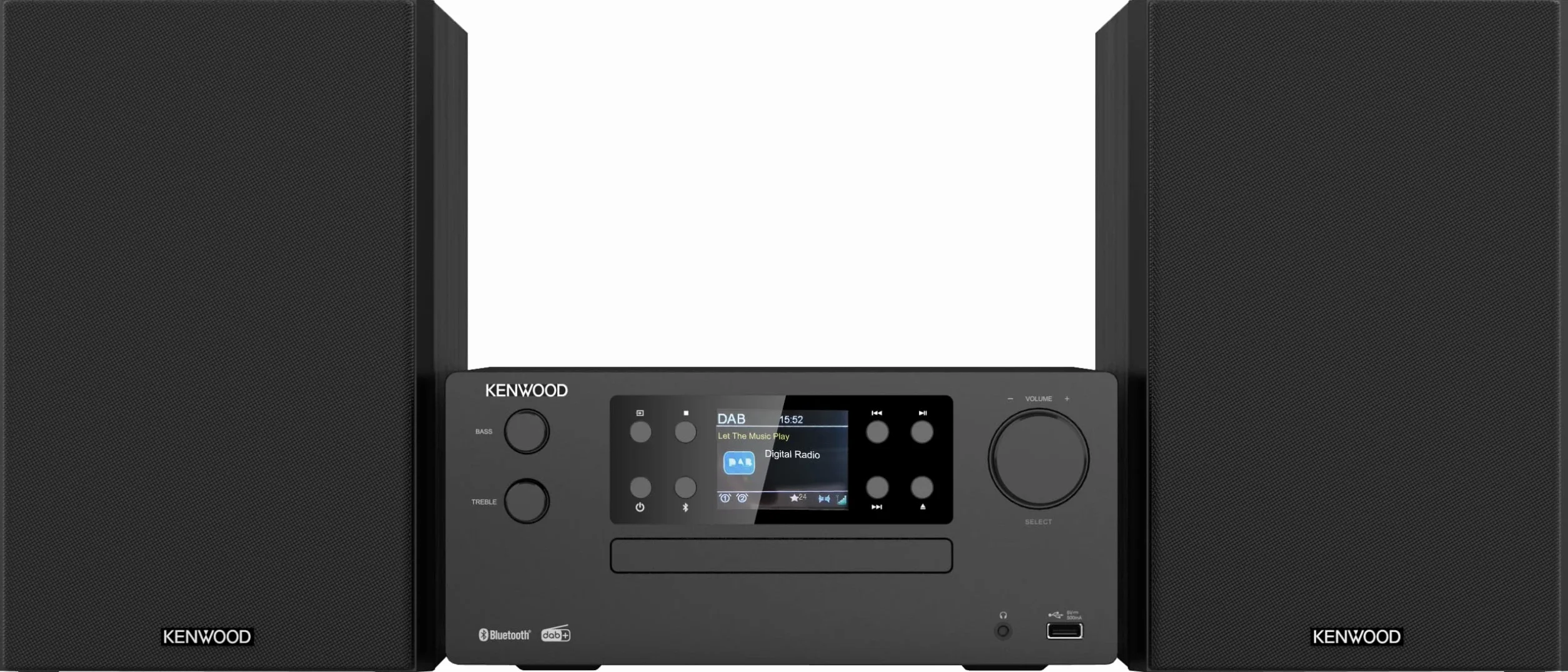 Microcadena HiFi Kenwood M-925DAB-B con CD, USB, Dab+ Blueetooth Audio-Streaming. Color: Negro - Mini Equipo de Musica para casa