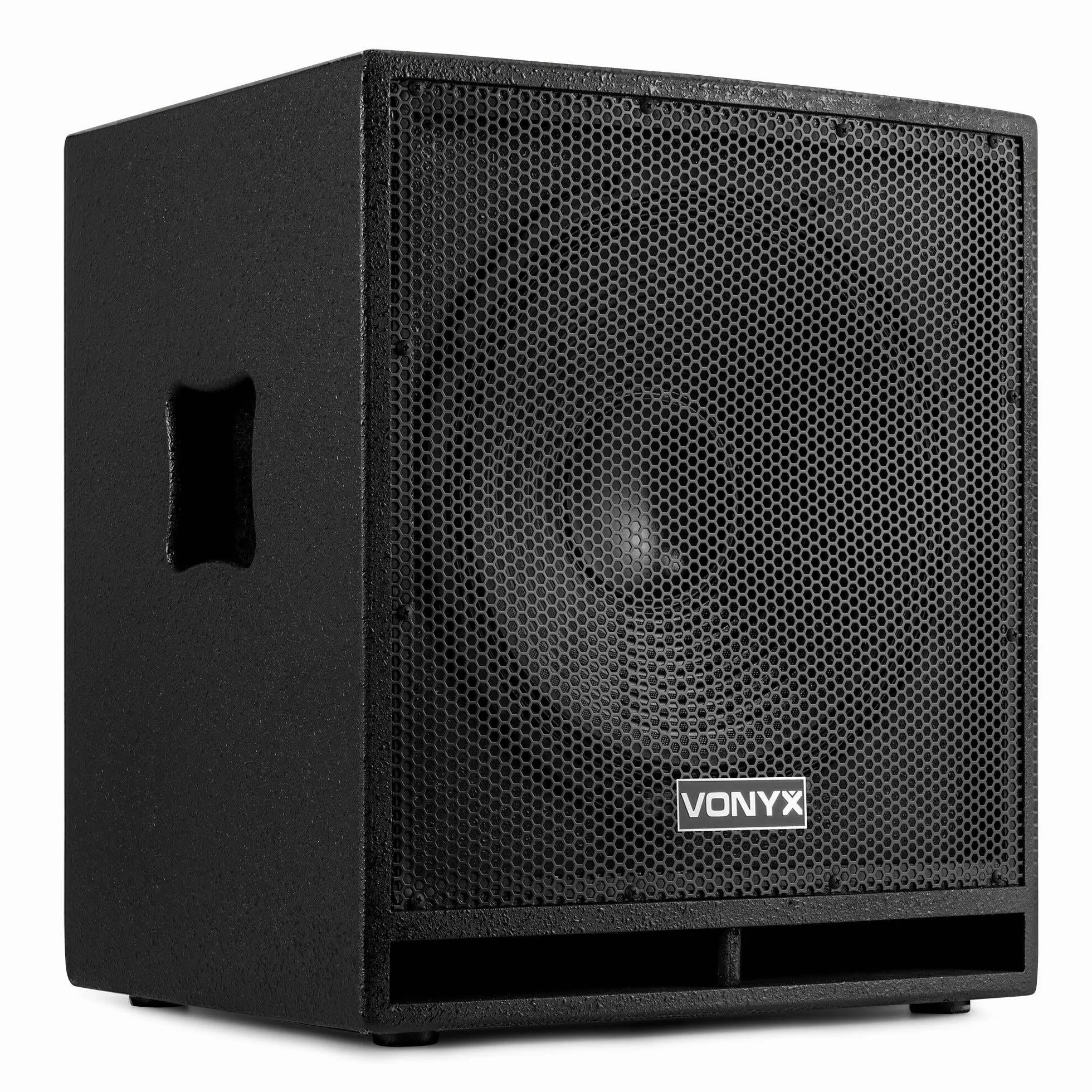 Vonyx SWP15 Pro Subwoofer PA Activo 38cm 15", 800W Potencia máxima, Amplificador Integrado, Bass Reflex, Altavoz Graves Apto Montaje en trípode, Ideal para Disco móvil, DJ, Eventos, conciertos.