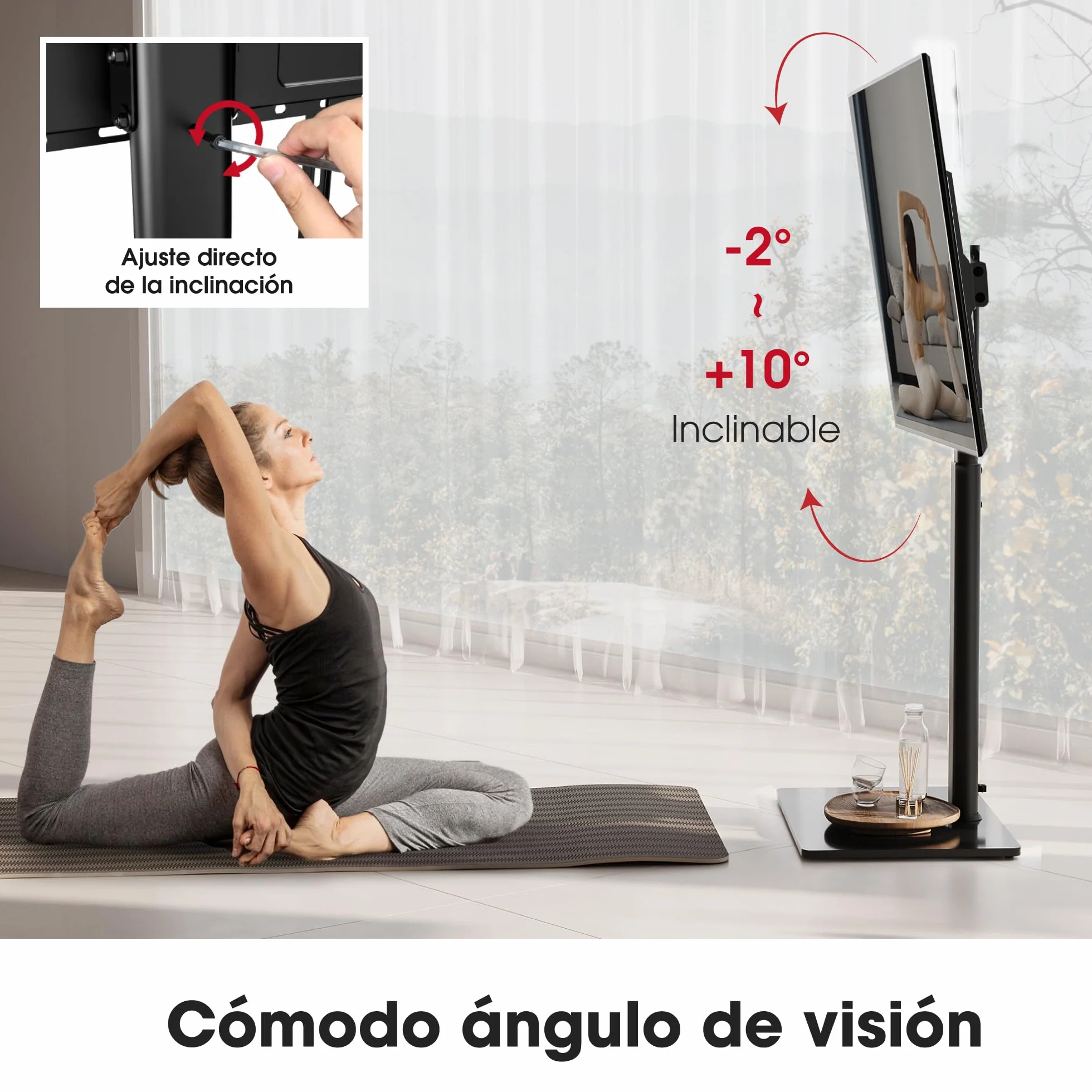 AOKCOS Soporte TV Inclinable 43-85 Pulgadas Giratorio Altura Ajustable VESA 600x400mm 50kg Negro