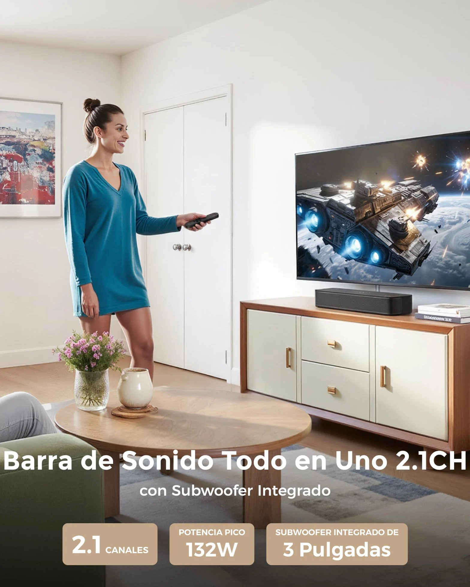 ULTIMEA Poseidon M20 Pro Soundbar 2.1ch, 132W, Bluetooth 5.4, Subwoofer Integrado
