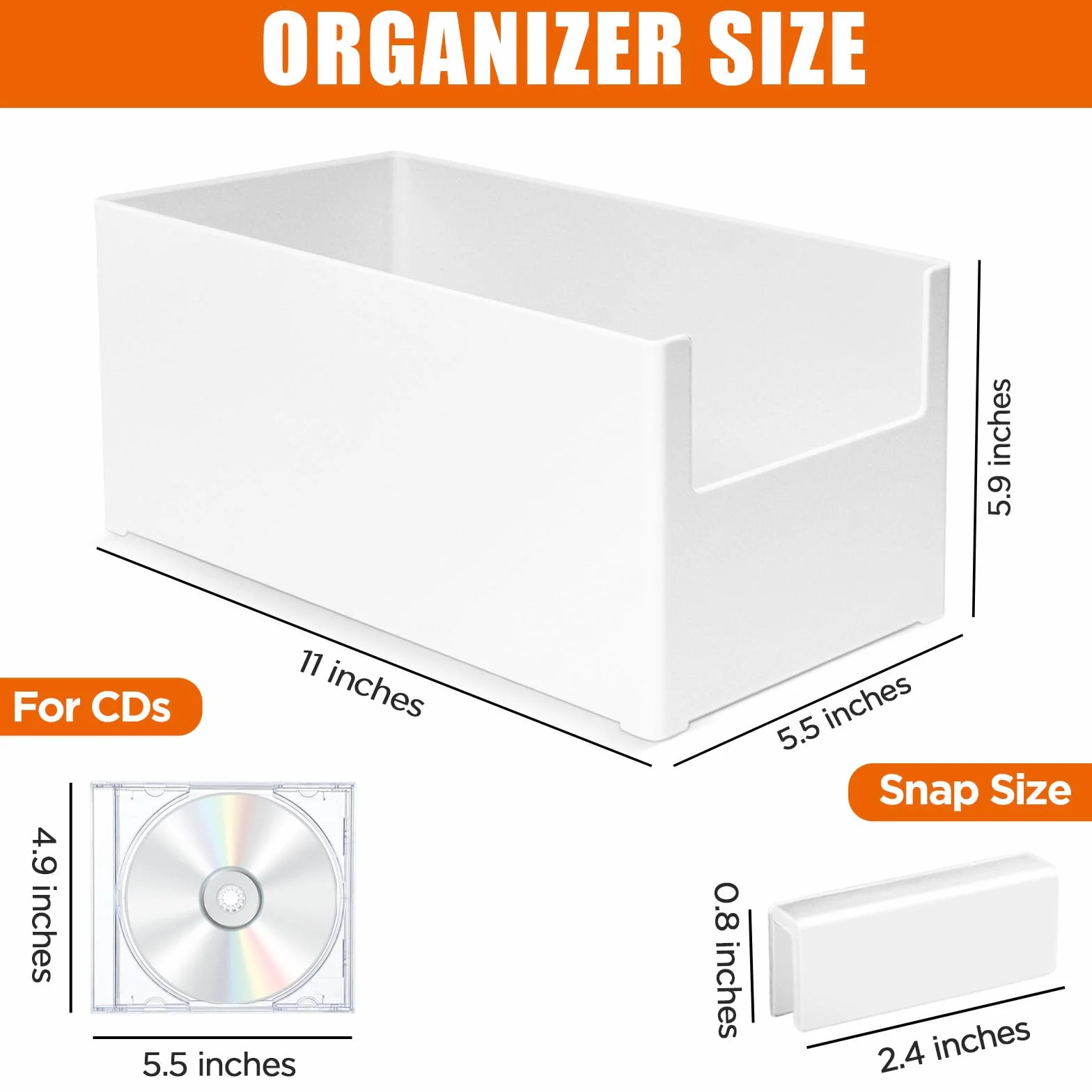 Caja de almacenamiento de CD apilable de plástico para 25 CD, caja de almacenamiento de CD para escritorio y estantería